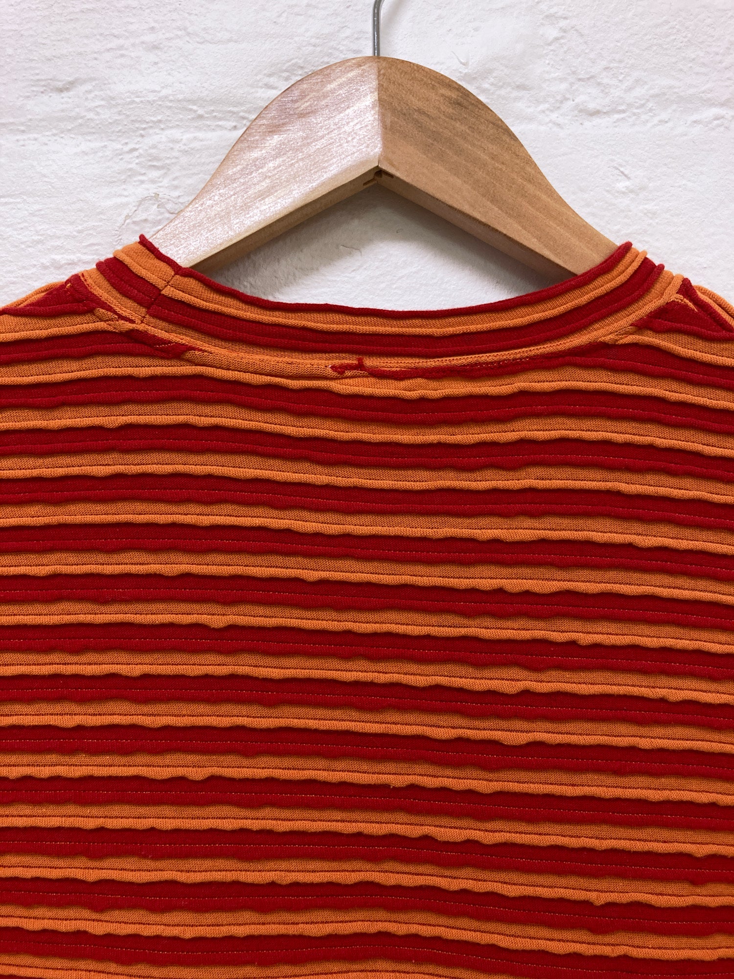 Dezert 1990s red orange striped cotton jersey long sleeve top - size M