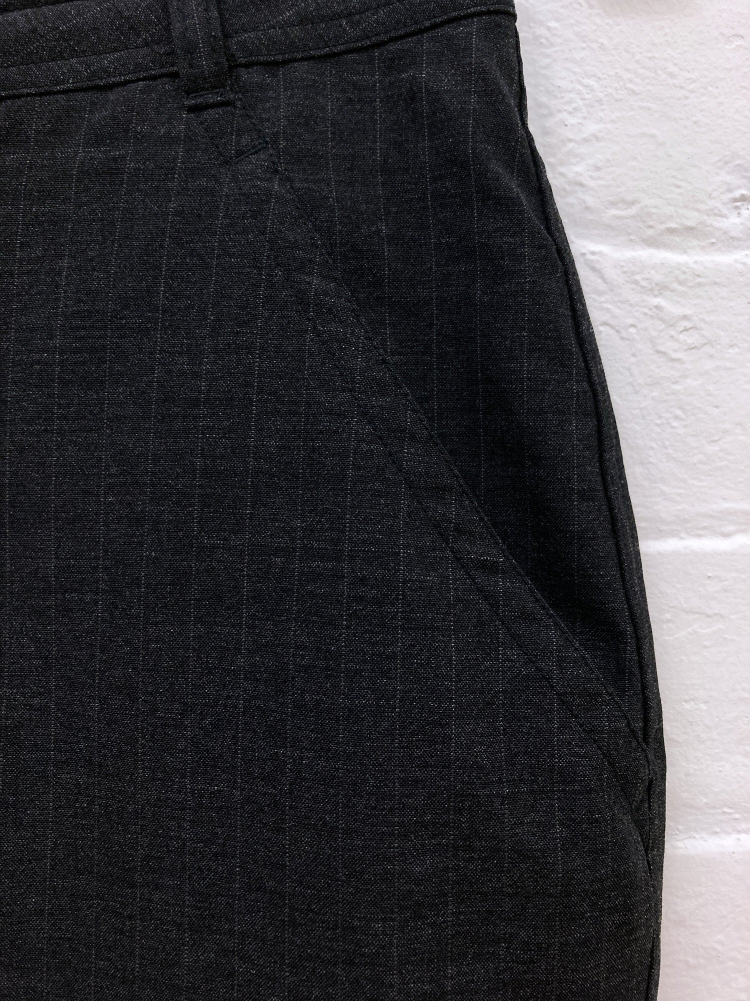 Comme des Garcons 1997 dark grey wool striped skirt resembling trousers - M