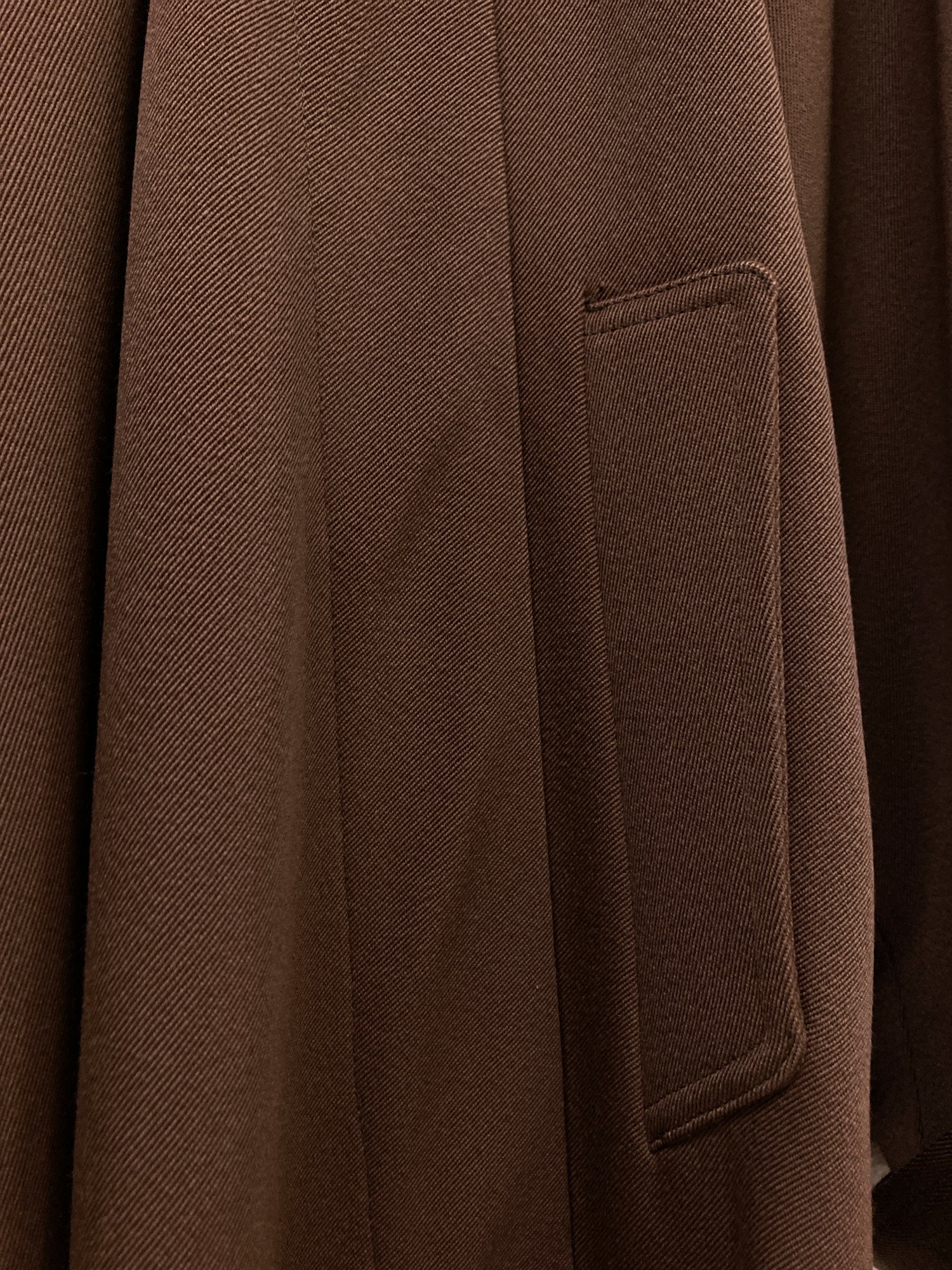 Kenzo Paris 1980s brown wool gabardine flared gown coat