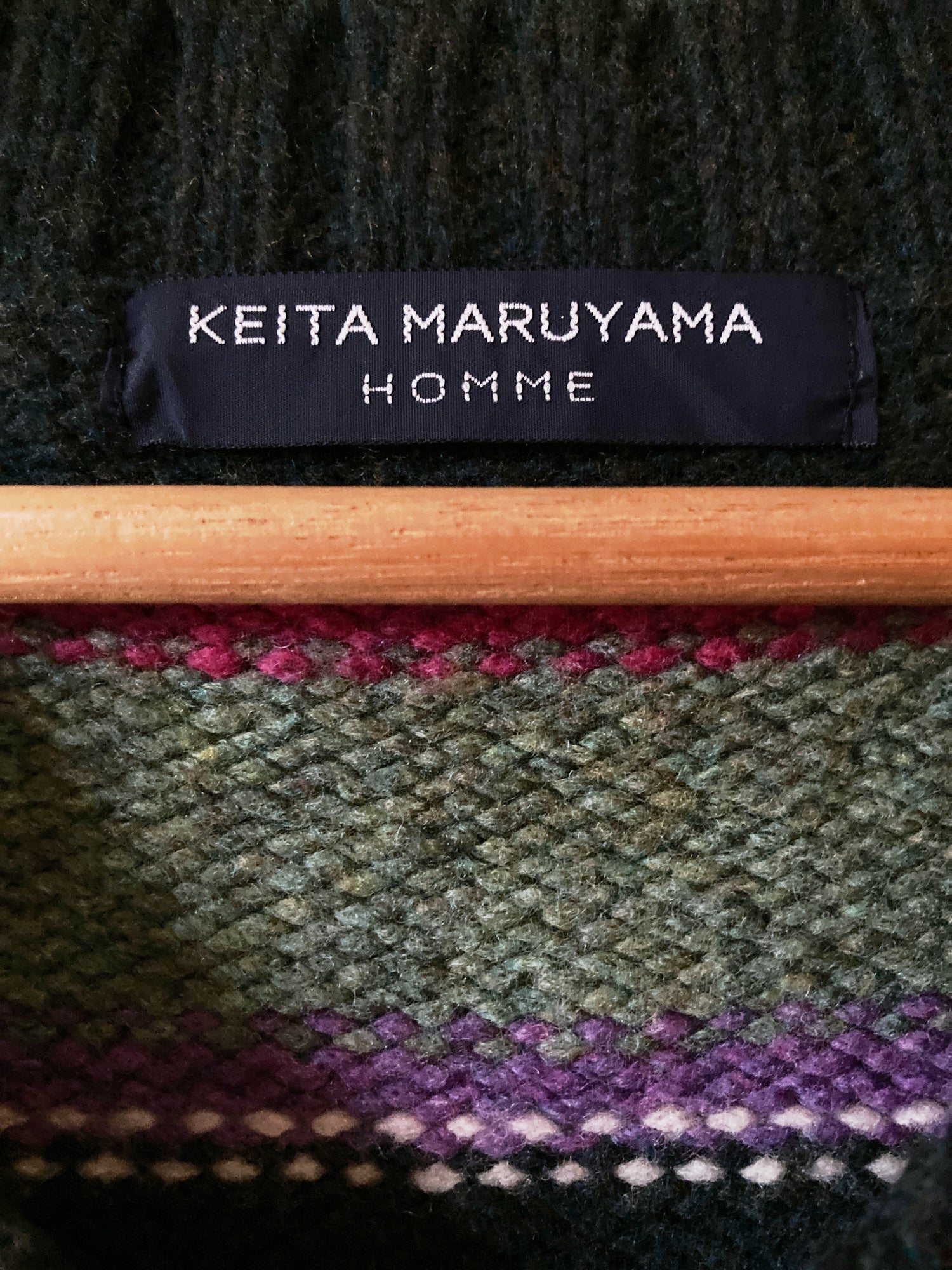 Keita Maruyama Homme purple grey multicolour striped wool v-neck jumper - sz 1 S