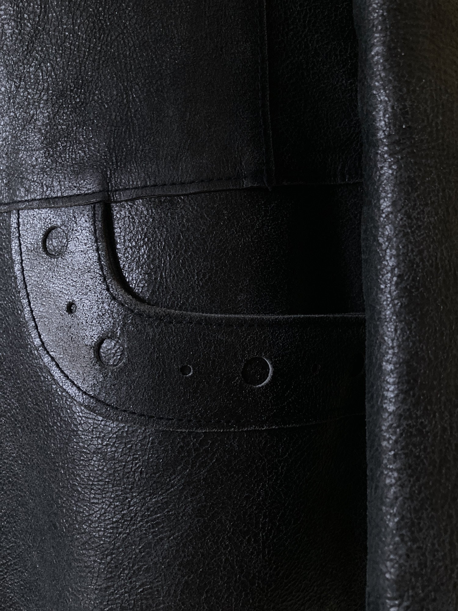 Kosuke Tsumura 1990s black leather zip coat with detachable faux fur collar
