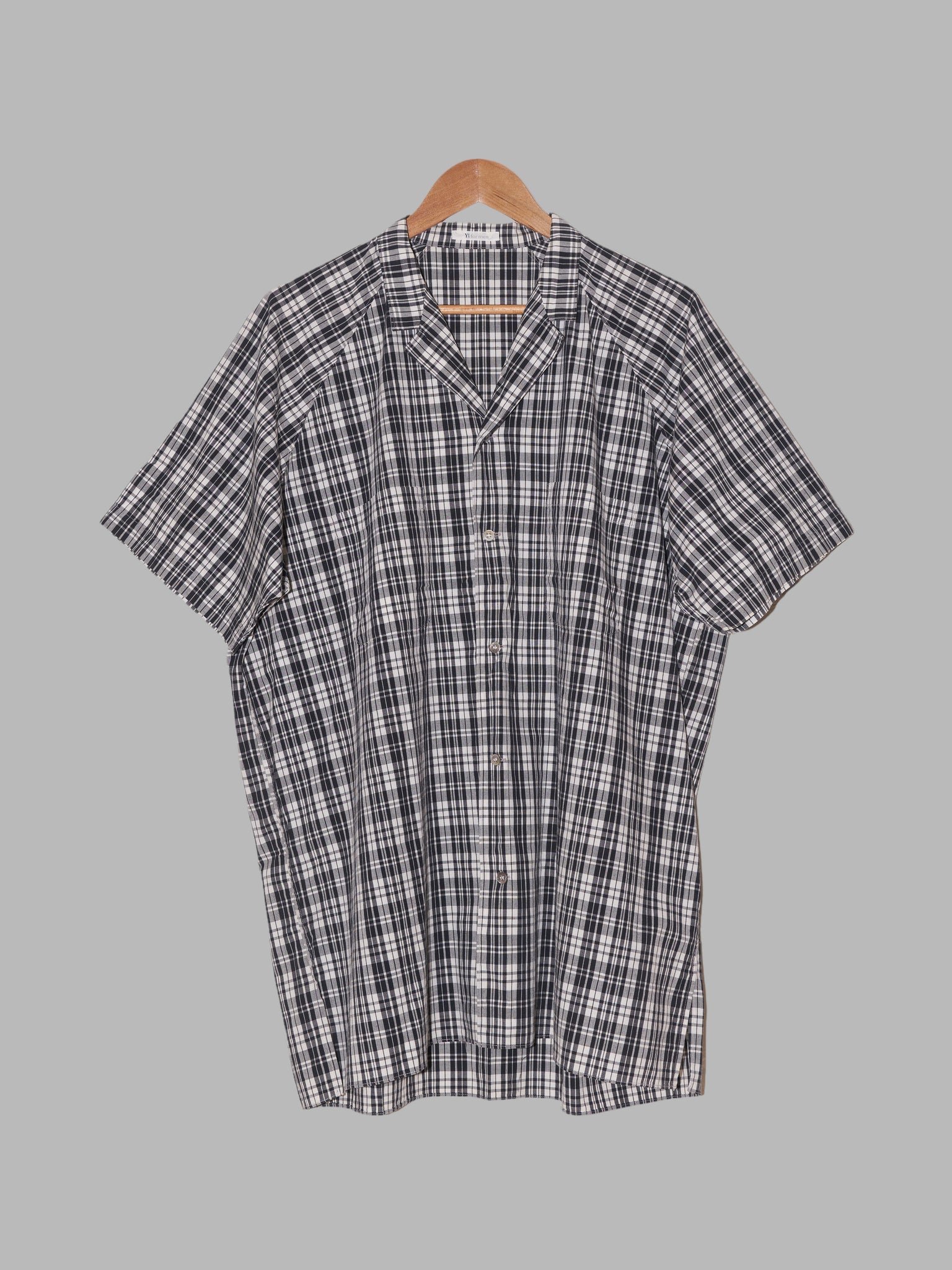 Y’s for Men 1990s Yohji Yamamoto black and white cotton check short sleeve shirt
