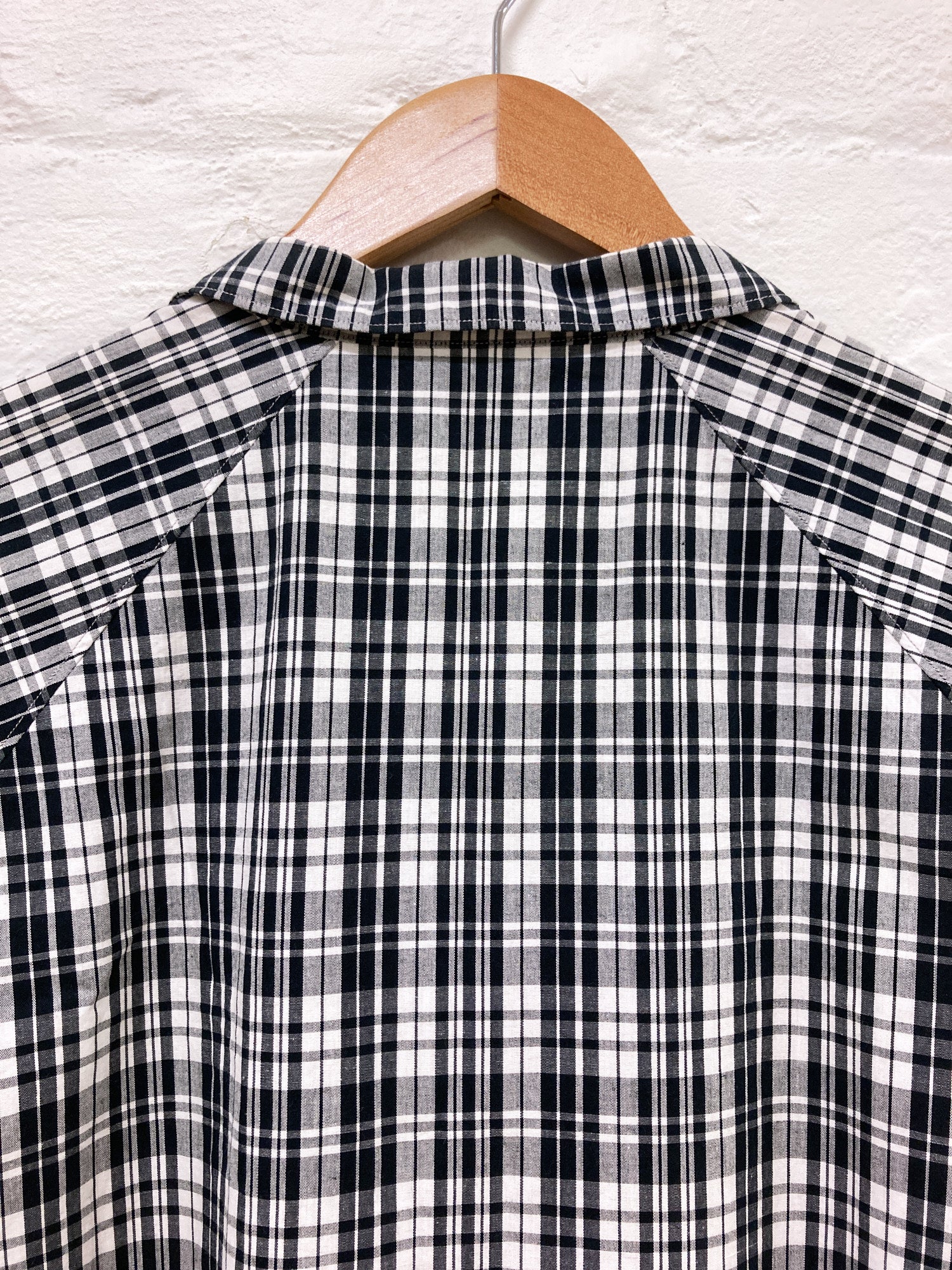 Y’s for Men 1990s Yohji Yamamoto black and white cotton check short sleeve shirt