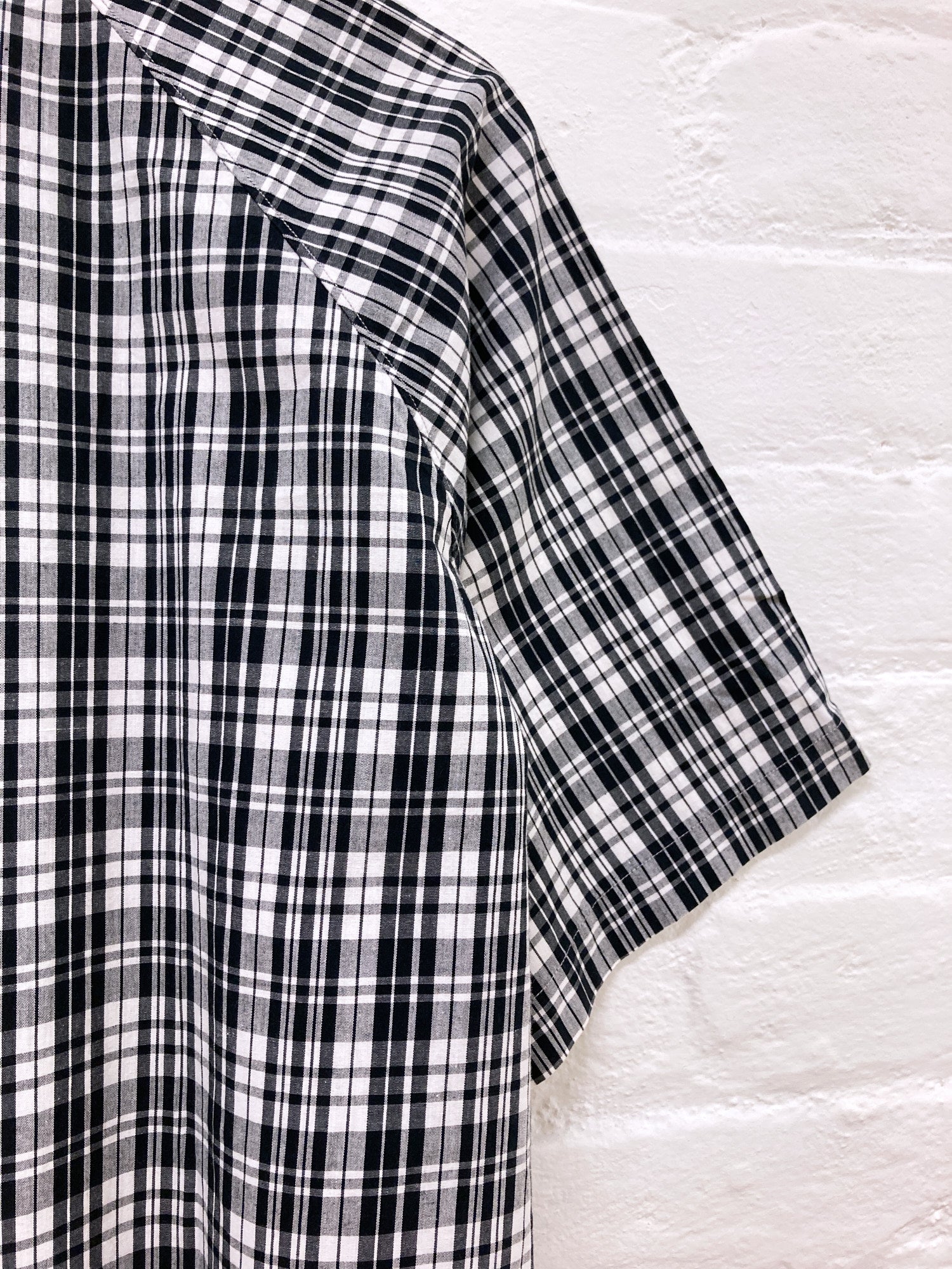 Y’s for Men 1990s Yohji Yamamoto black and white cotton check short sleeve shirt