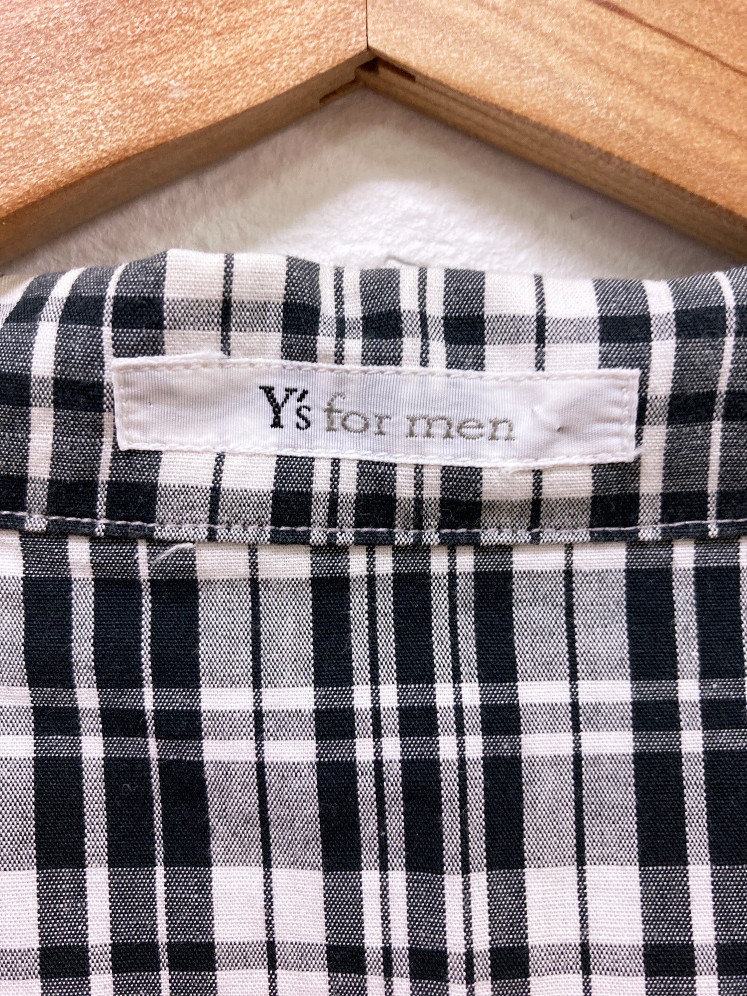Y’s for Men 1990s Yohji Yamamoto black and white cotton check short sleeve shirt