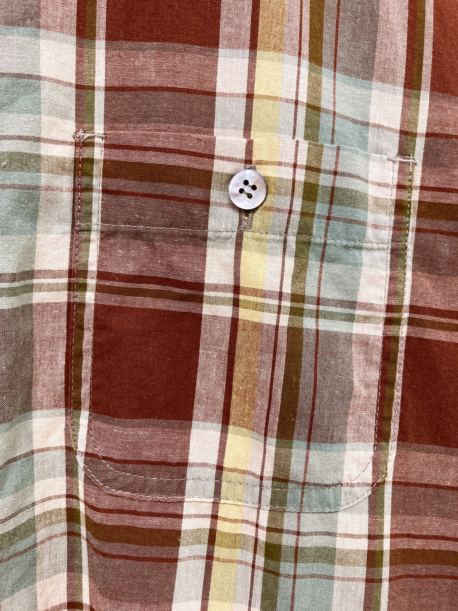 Hai Sporting Gear Issey Miyake brown cotton check short sleeve shirt