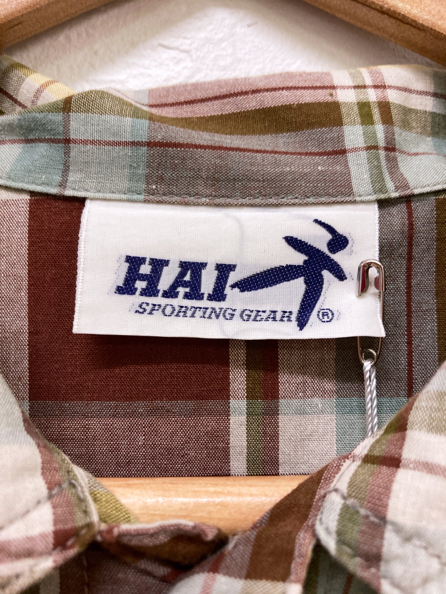 Hai Sporting Gear Issey Miyake brown cotton check short sleeve shirt