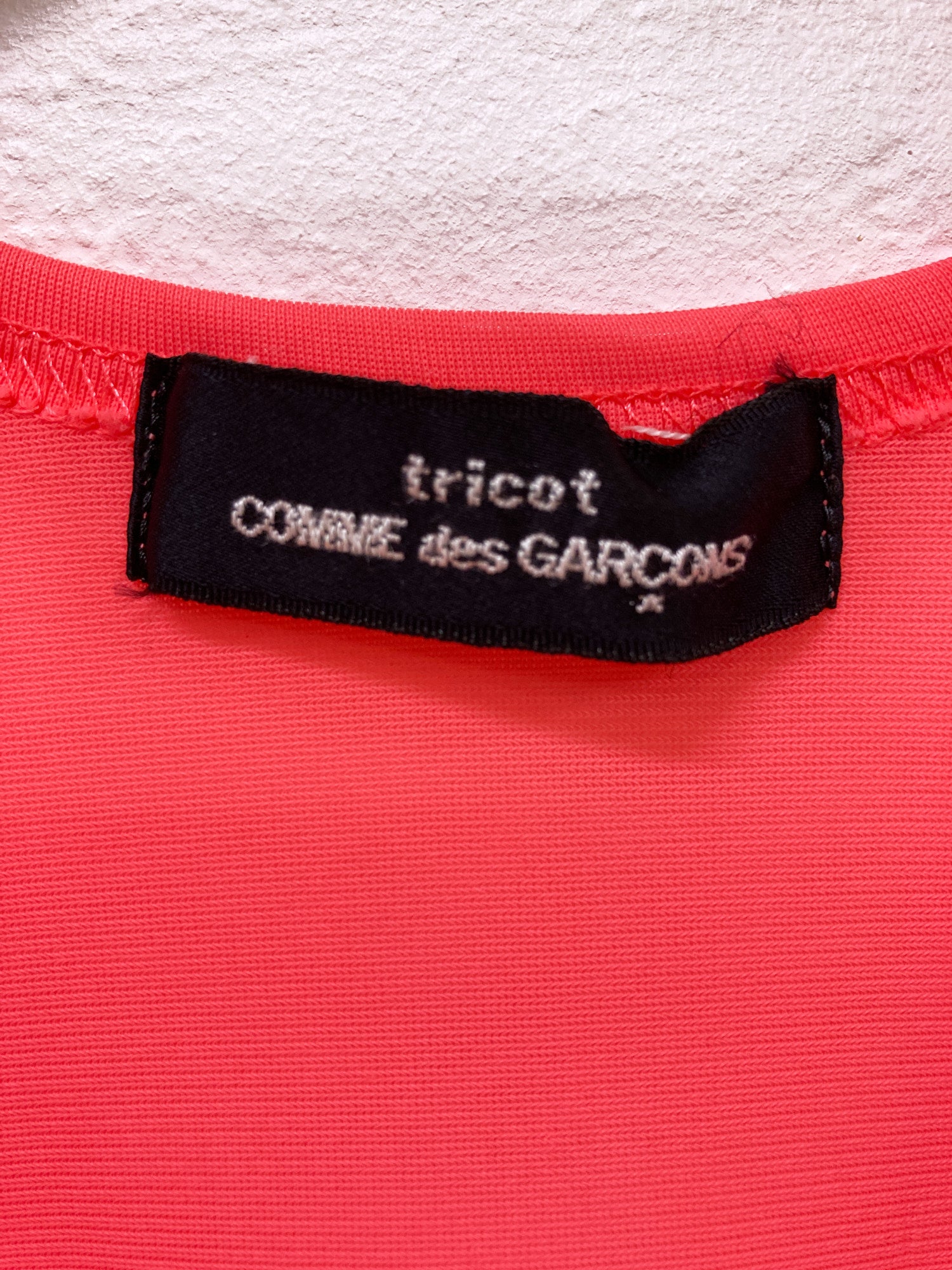 Tricot Comme des Garcons 1994 fluorescent pink nylon singlet