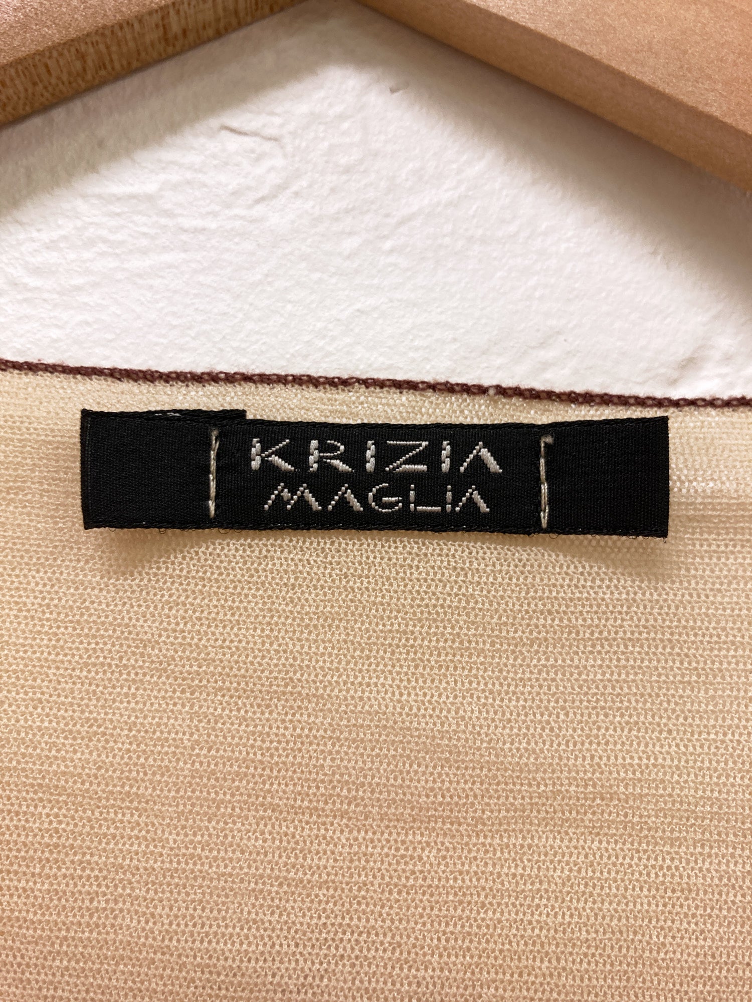 Krizia Maglia beige mesh layered cardigan with embroidered Ks - size 44