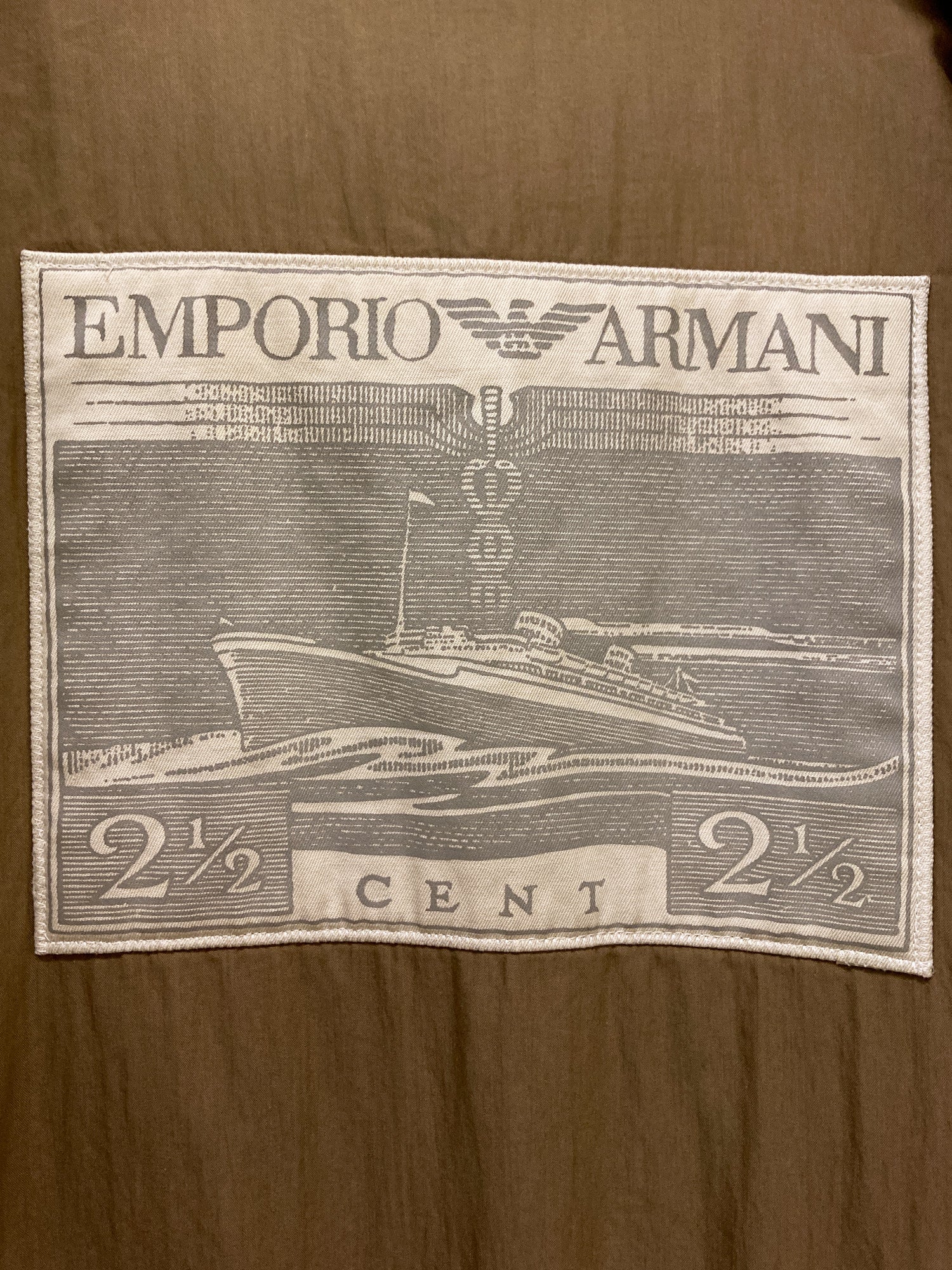 Emporio Armani 1980s padded khaki hooded parka - M