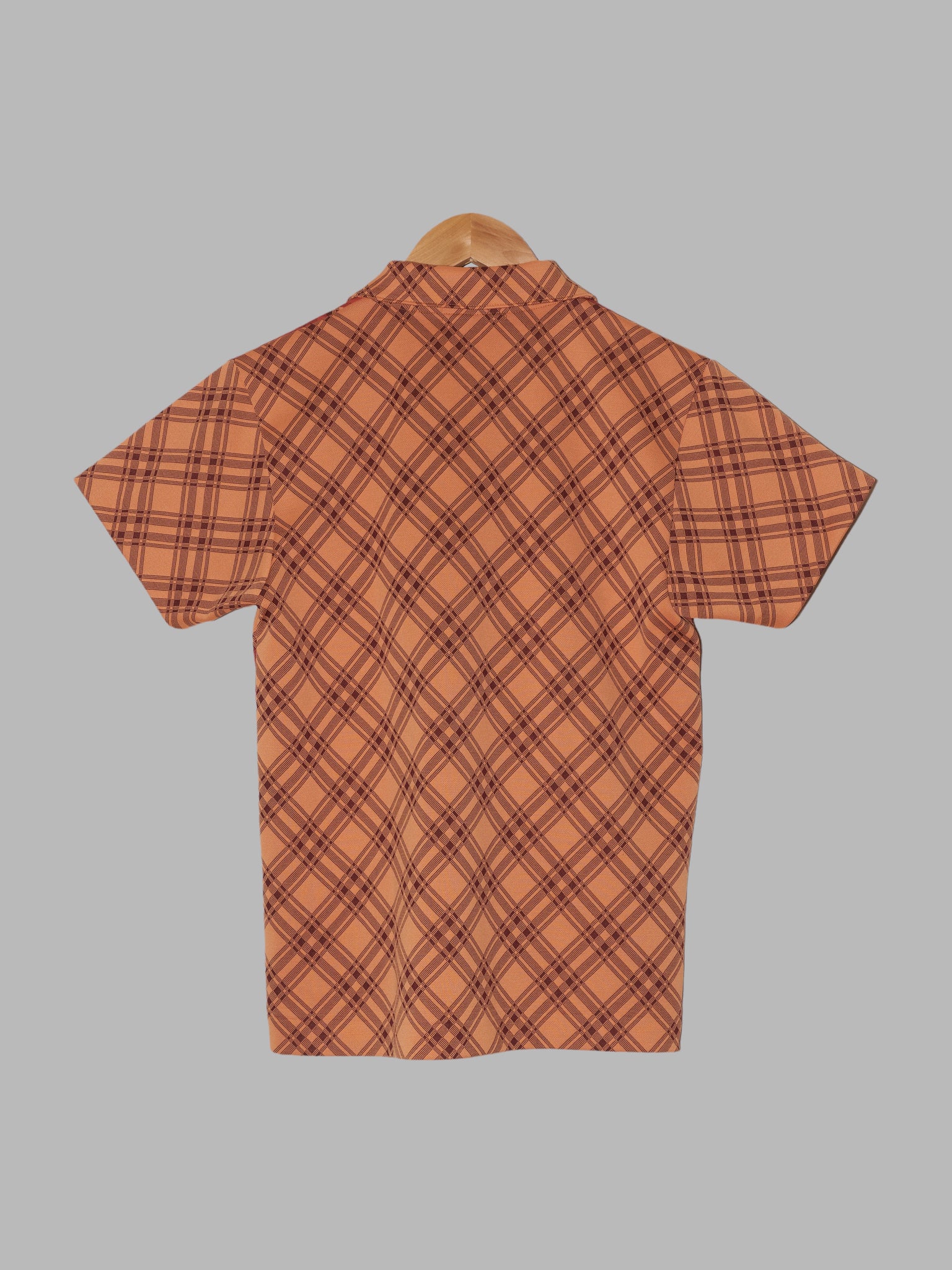Comme des Garcons Homme Plus SS2001 orange check leaf pattern polo shirt