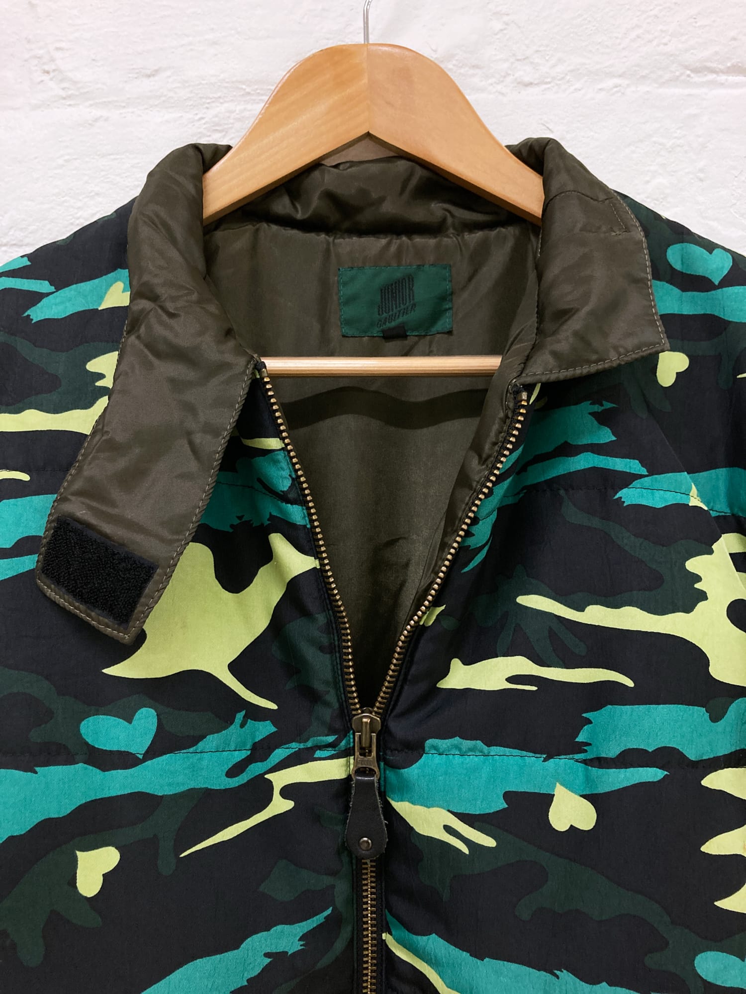 Jean Paul Gaultier Junior padded green heart camo puffer jacket