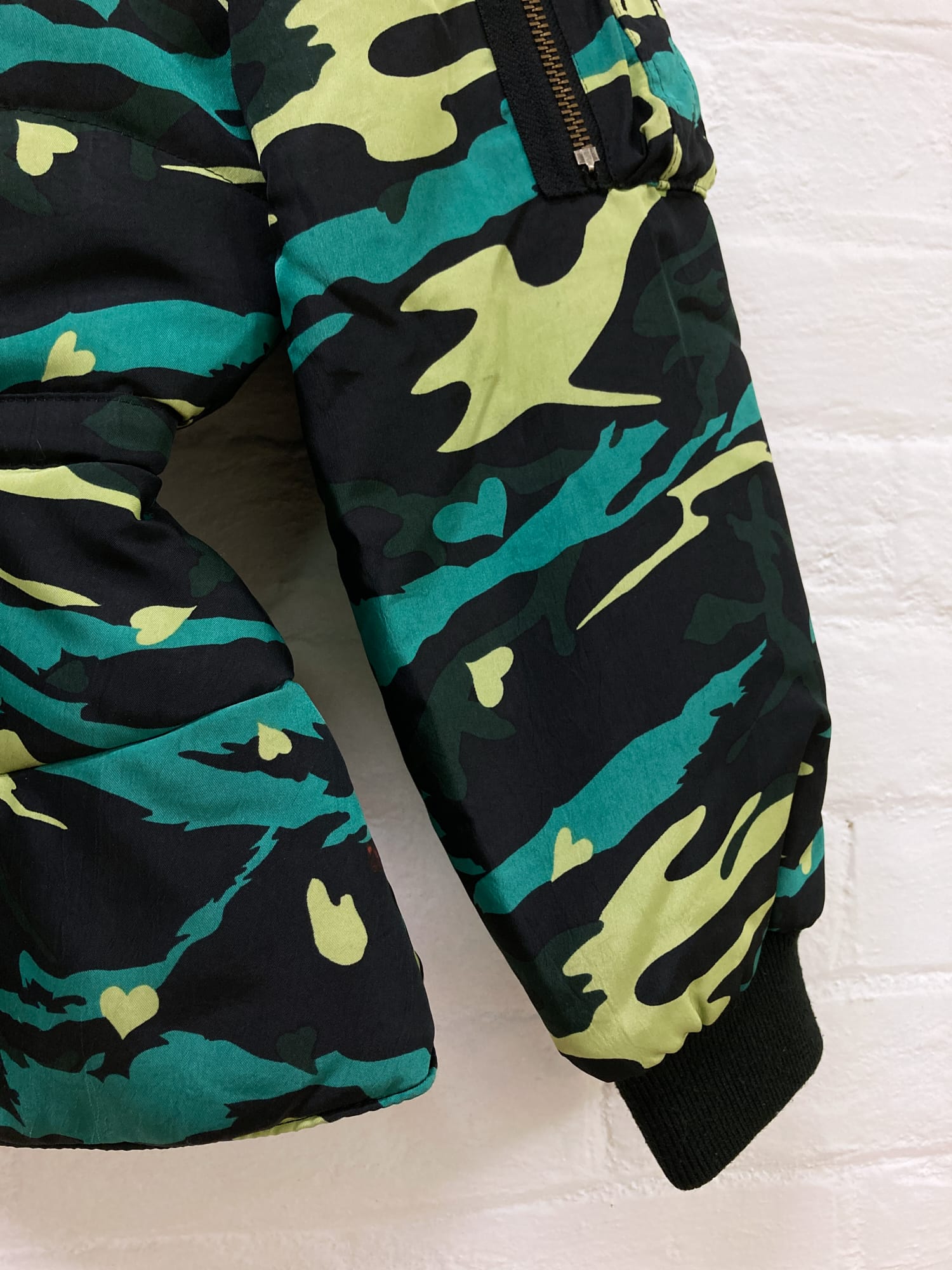 Jean Paul Gaultier Junior padded green heart camo puffer