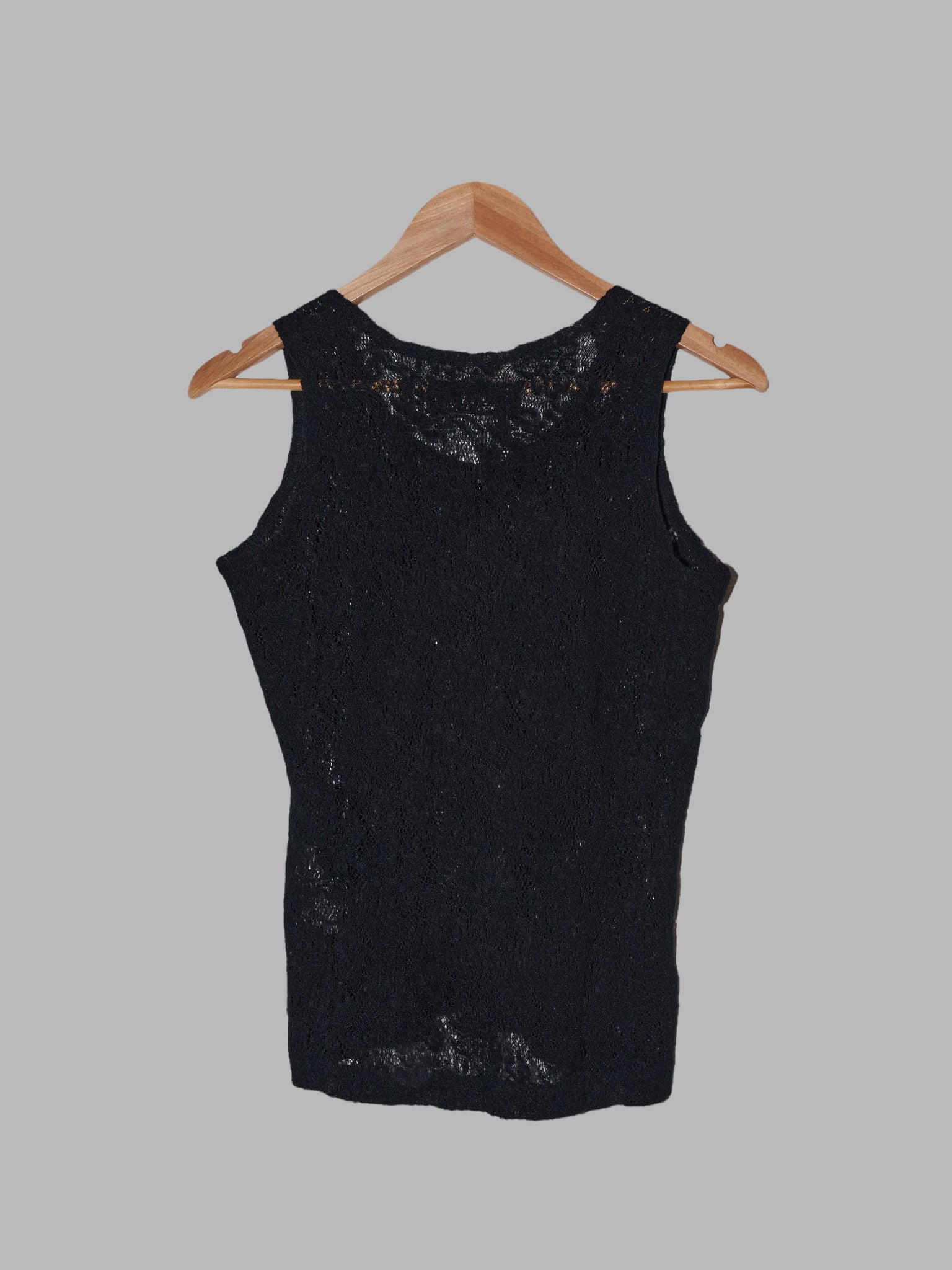Tricot Comme des Garcons 1980s black wool blend lace singlet