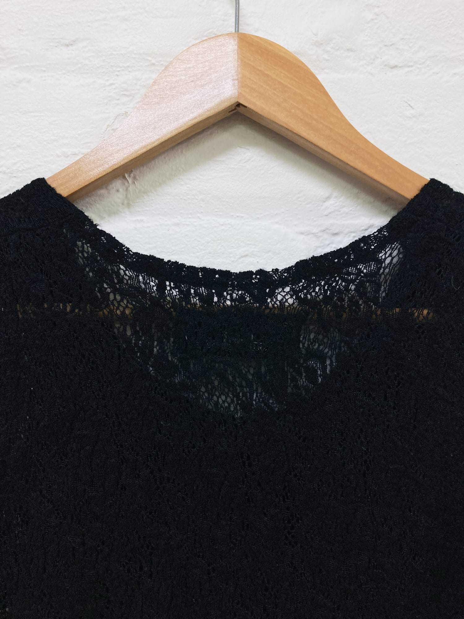 Tricot Comme des Garcons 1980s black wool blend lace singlet