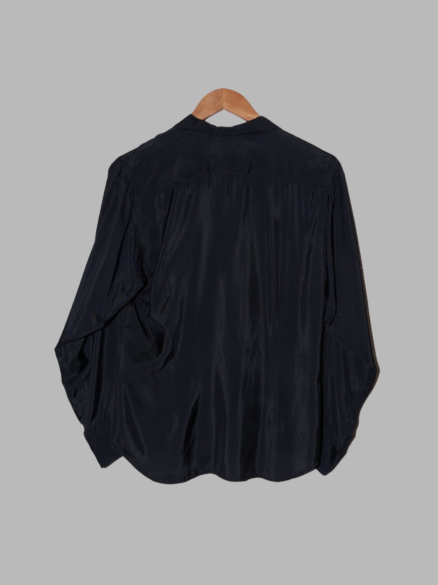 Tricot Comme des Garcons 1980s black satin double breasted blouse