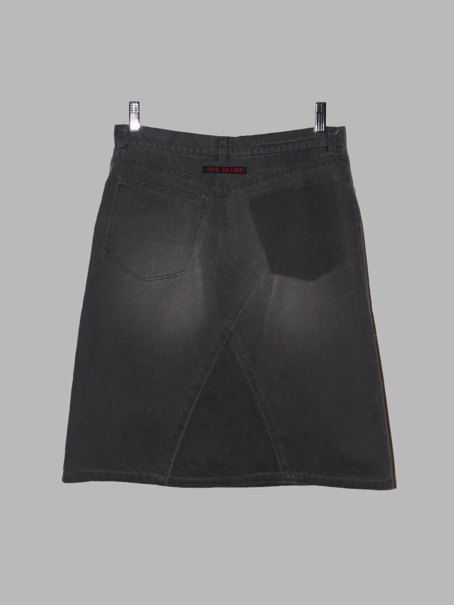 Jean Paul Gaultier Jean's 1990s distressed grey denim knee length skirt - 38
