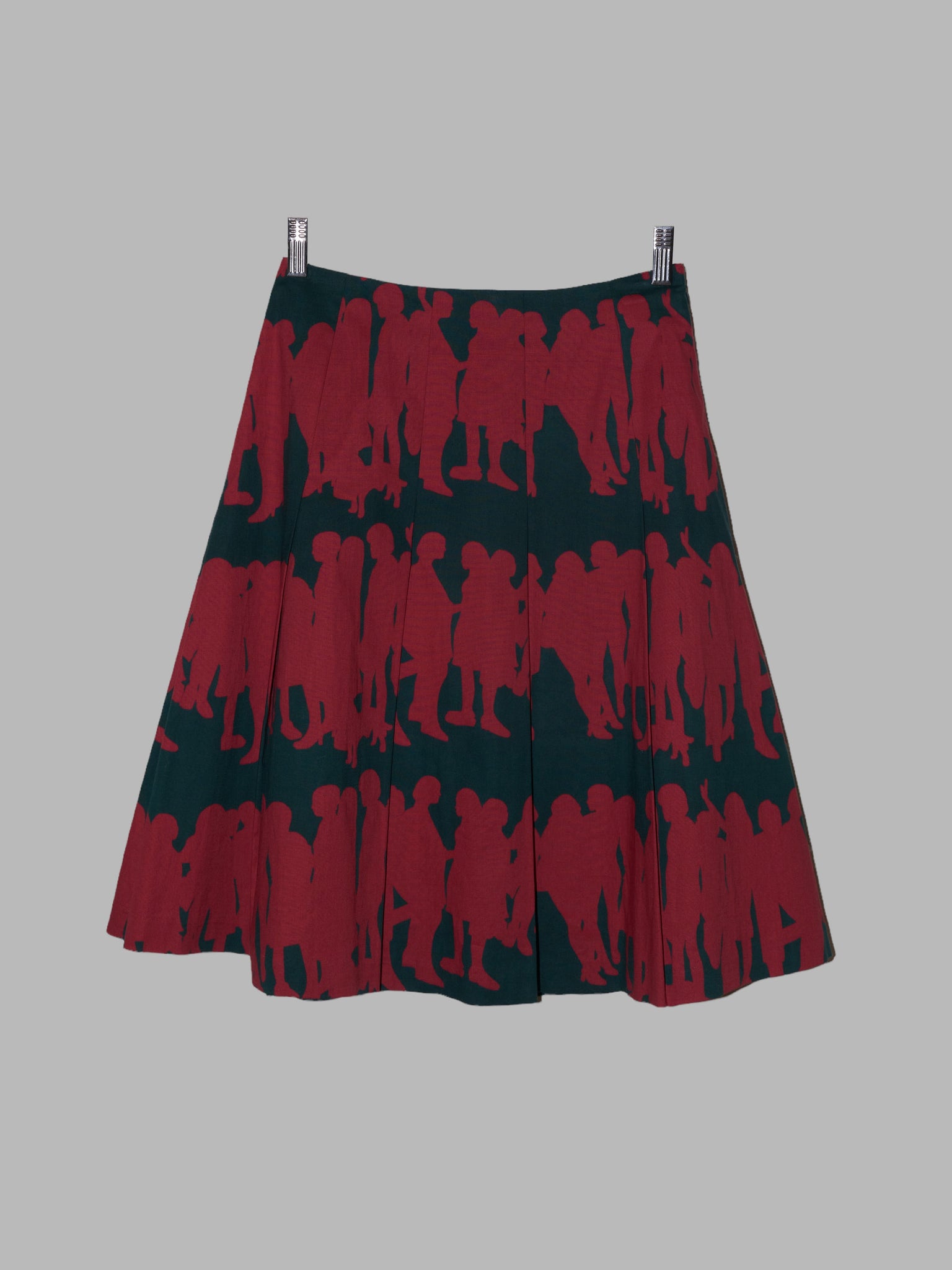 Jocomomola de Sybilla red pleated skirt with print of dancing silhouettes - 40