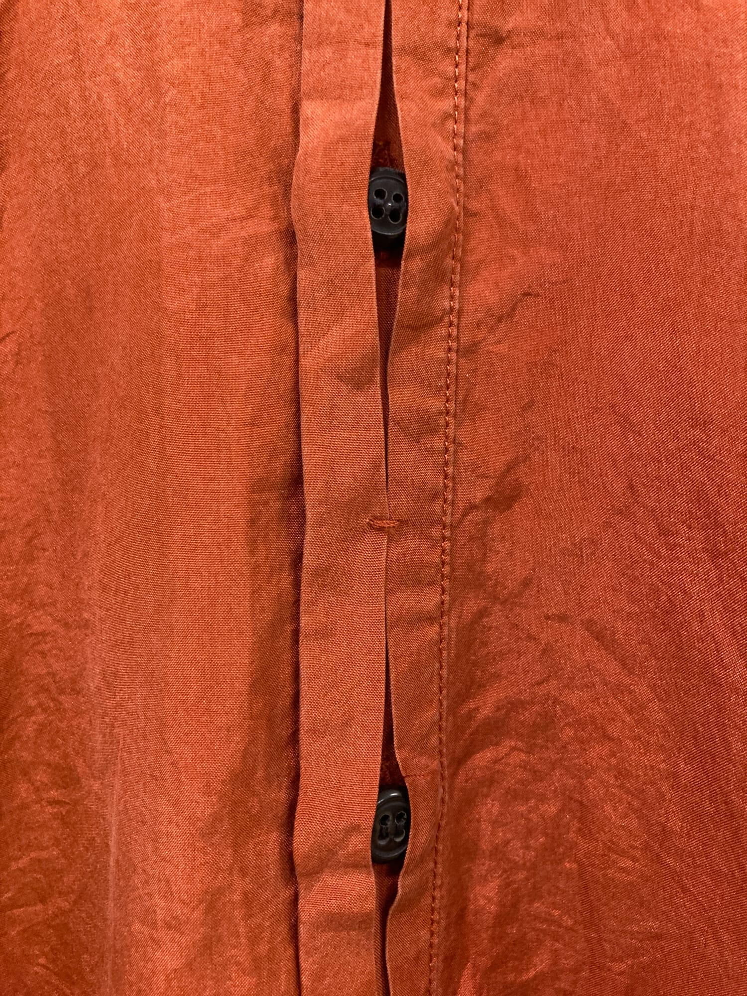 Giuliano Fujiwara burnt orange creased silk shirt - size 48