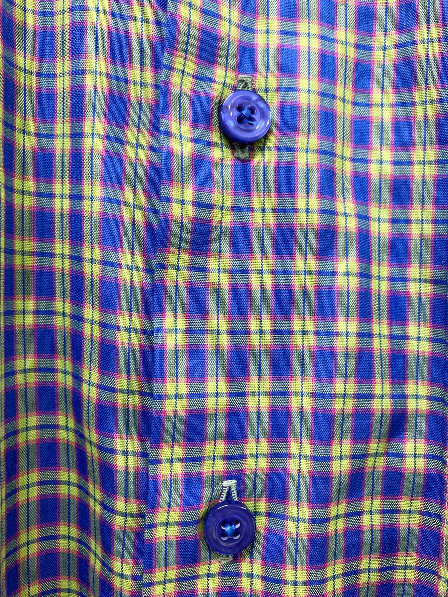 Kenzo Homme 1990s blue green cotton check shirt - size 3 L M