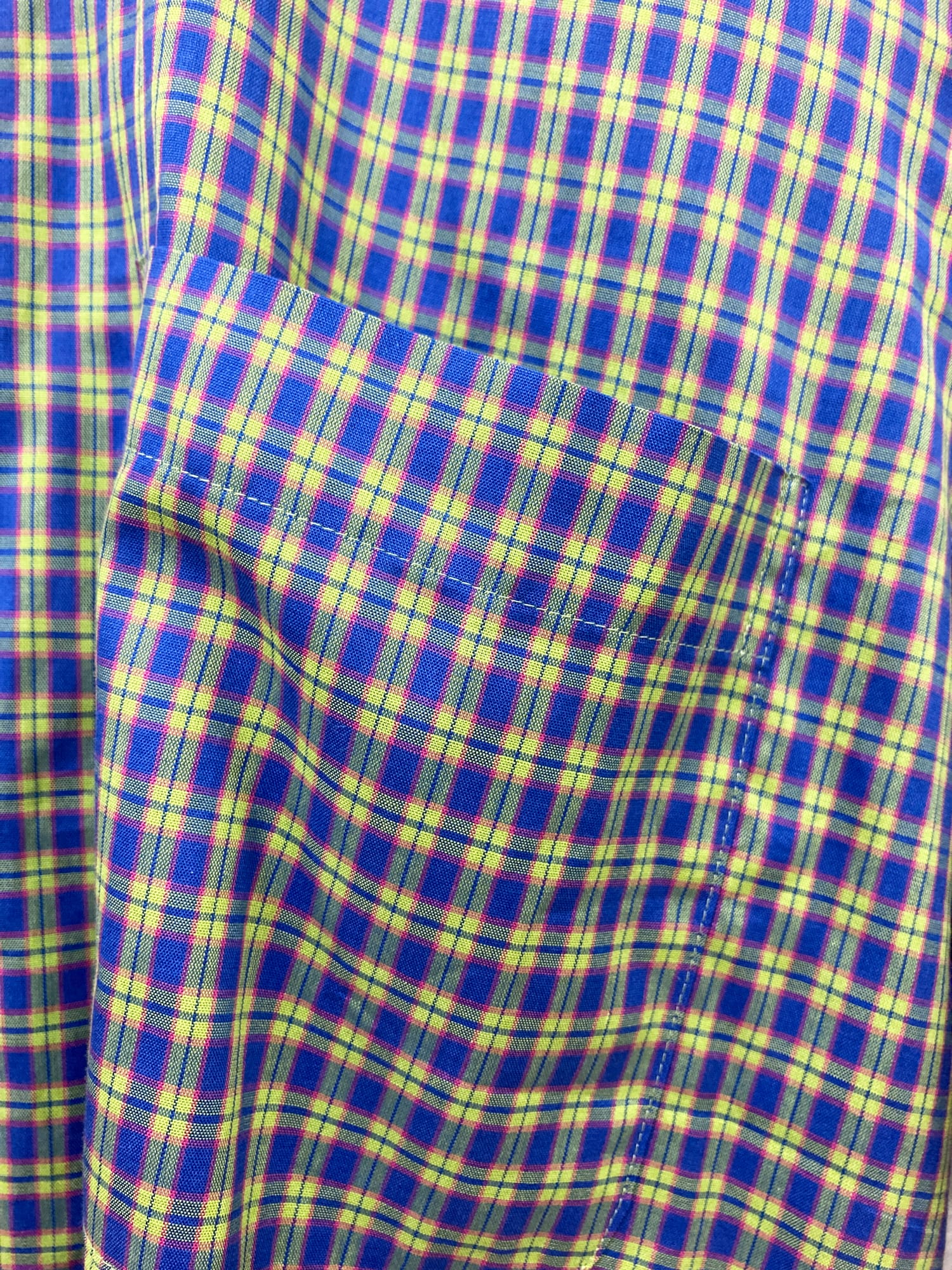 Kenzo Homme 1990s blue green cotton check shirt - size 3 L M