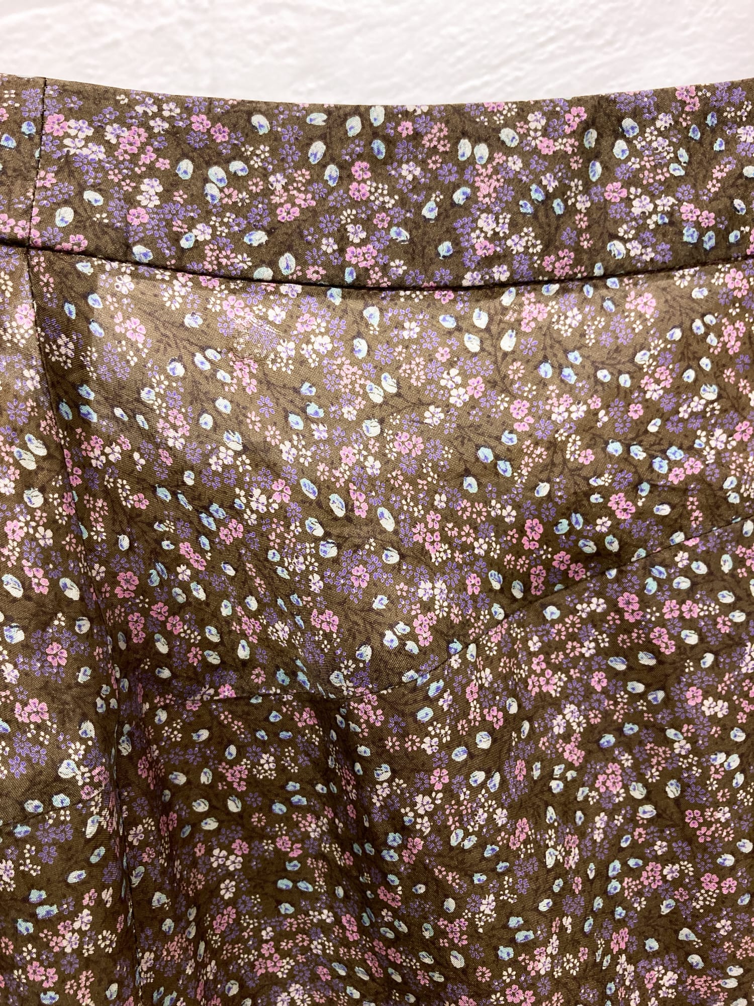 Veronique Branquinho brown purple floral print silk asymmetrical skirt - sz 38
