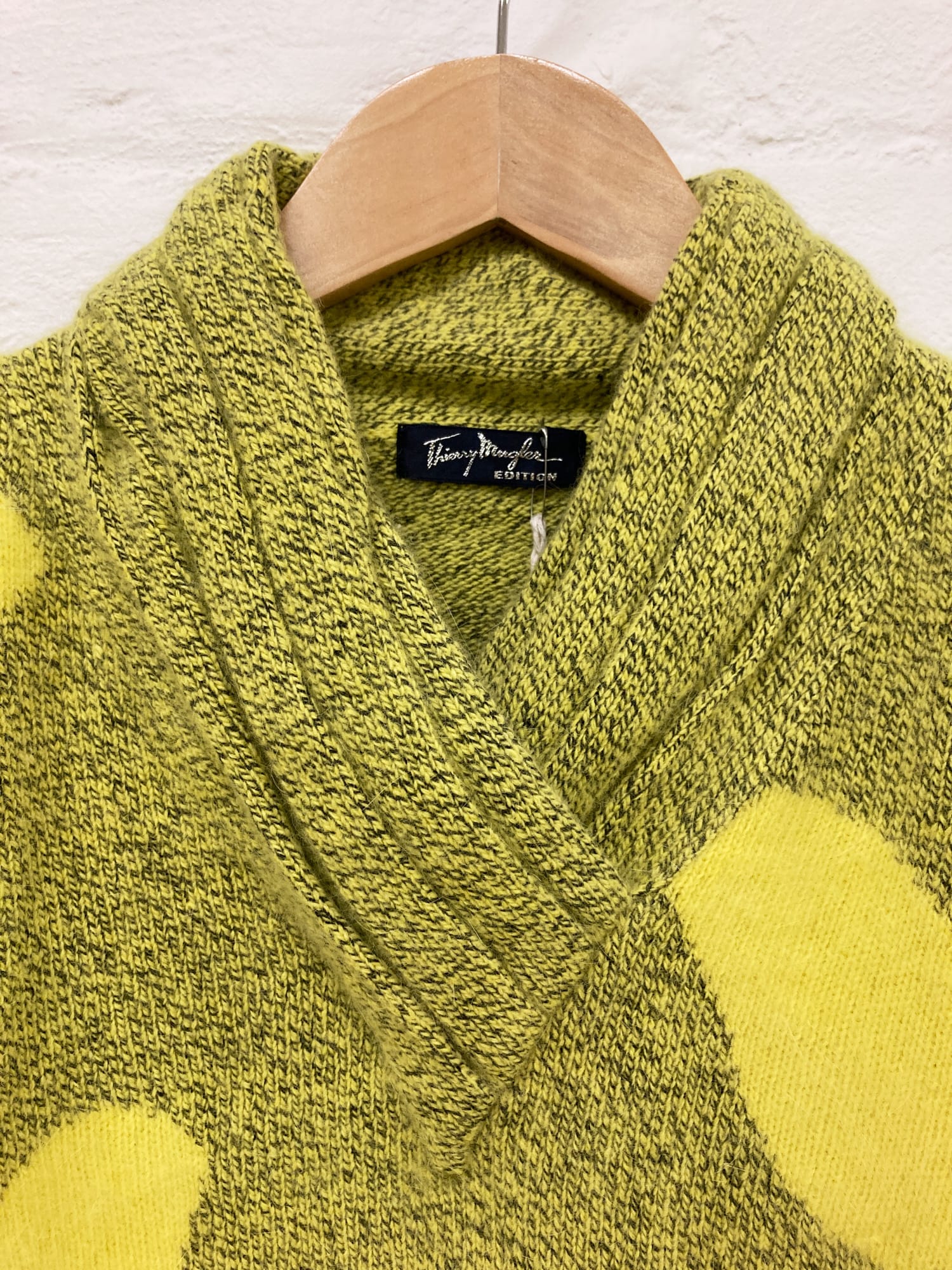 Thierry Mugler Edition 1980s yellow wool splotchy jumper