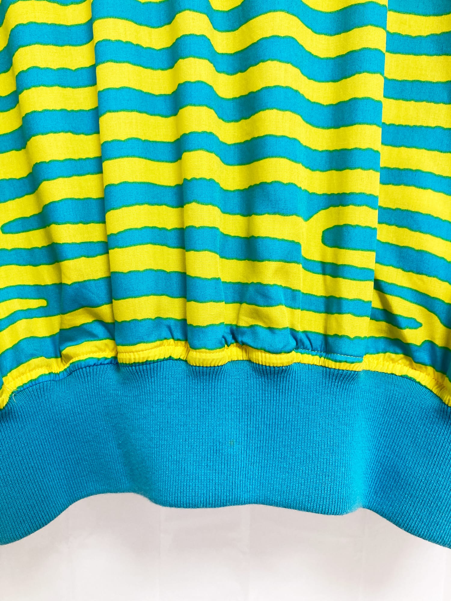 Kenzo 1980s blue yellow zebra stripe queen angel fish print bomber
