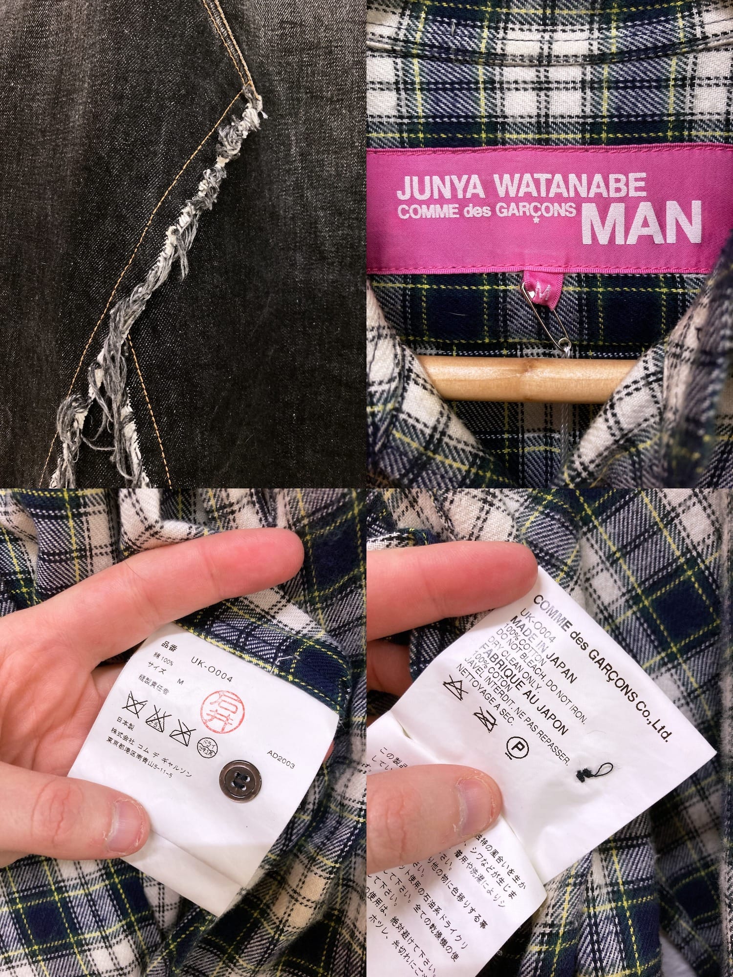 Junya Watanabe Man Pink 2003 blue shirt and denim skirt dress M