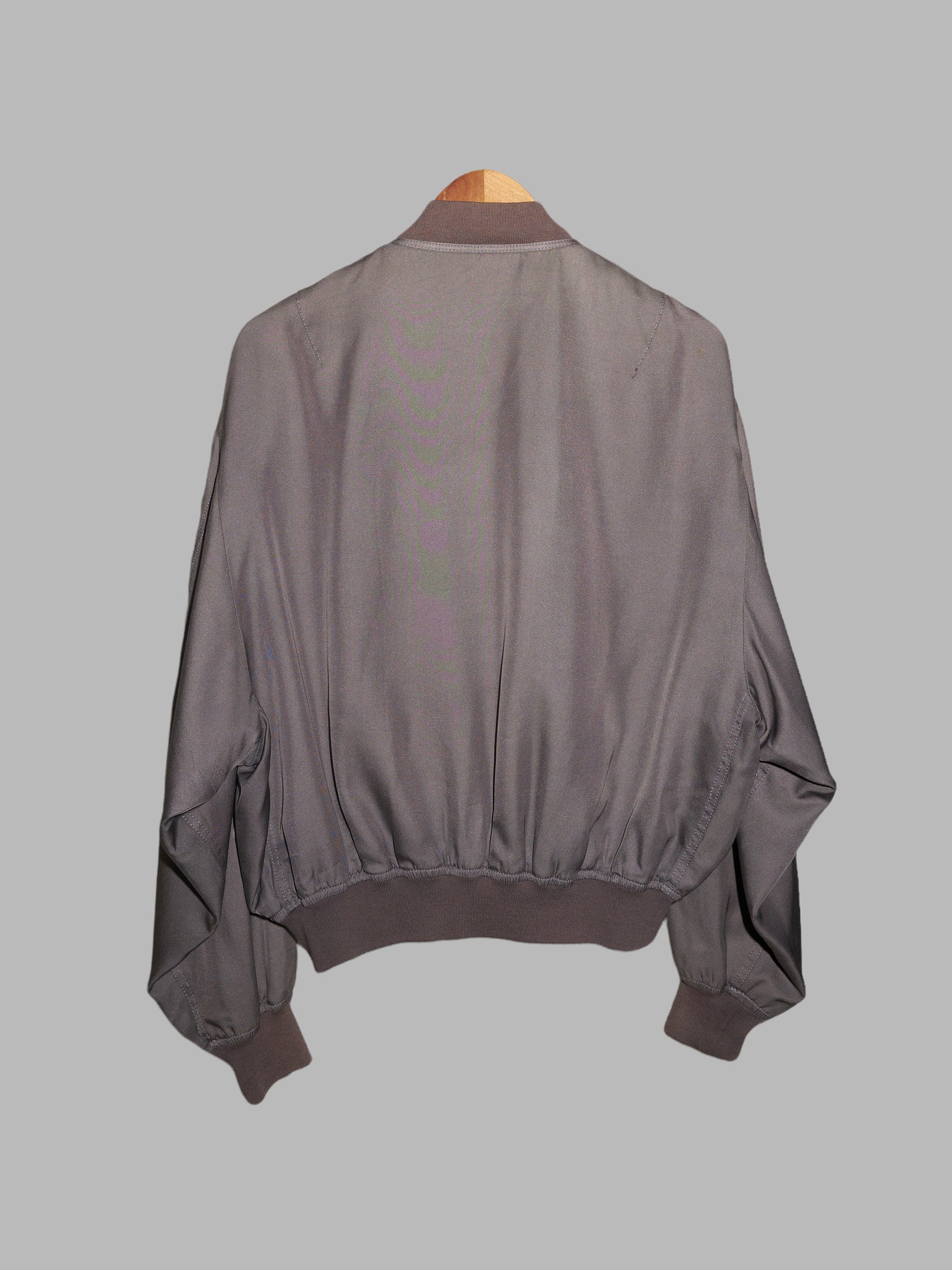 Nigel Cabourn 1990s grey-brown silk MA-1 bomber jacket - size 2 M