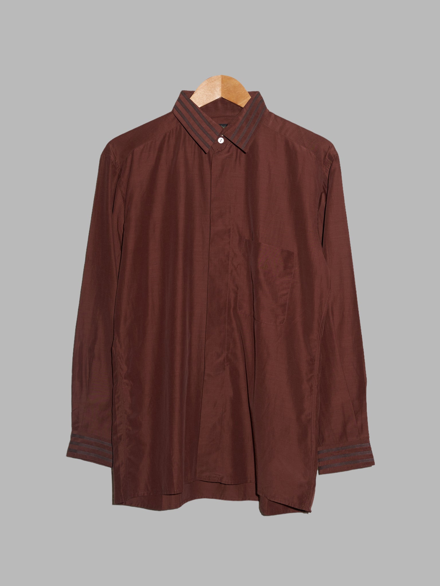 Jean Paul Gaultier Homme 1990s sheeny brown tape detail shirt - size 48