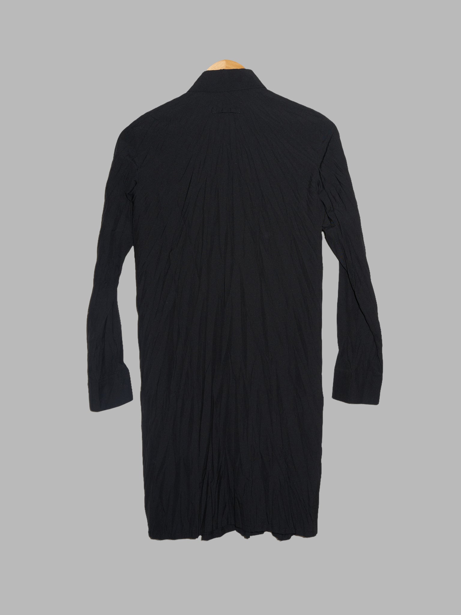 Jean Paul Gaultier Femme 1990s wrinkled black wool blend shirt dress - size 40