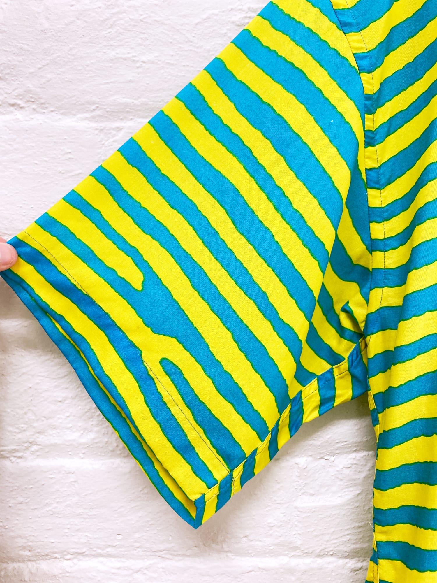 Kenzo 80s blue yellow zebra stripe queen angel fish short sleeve 