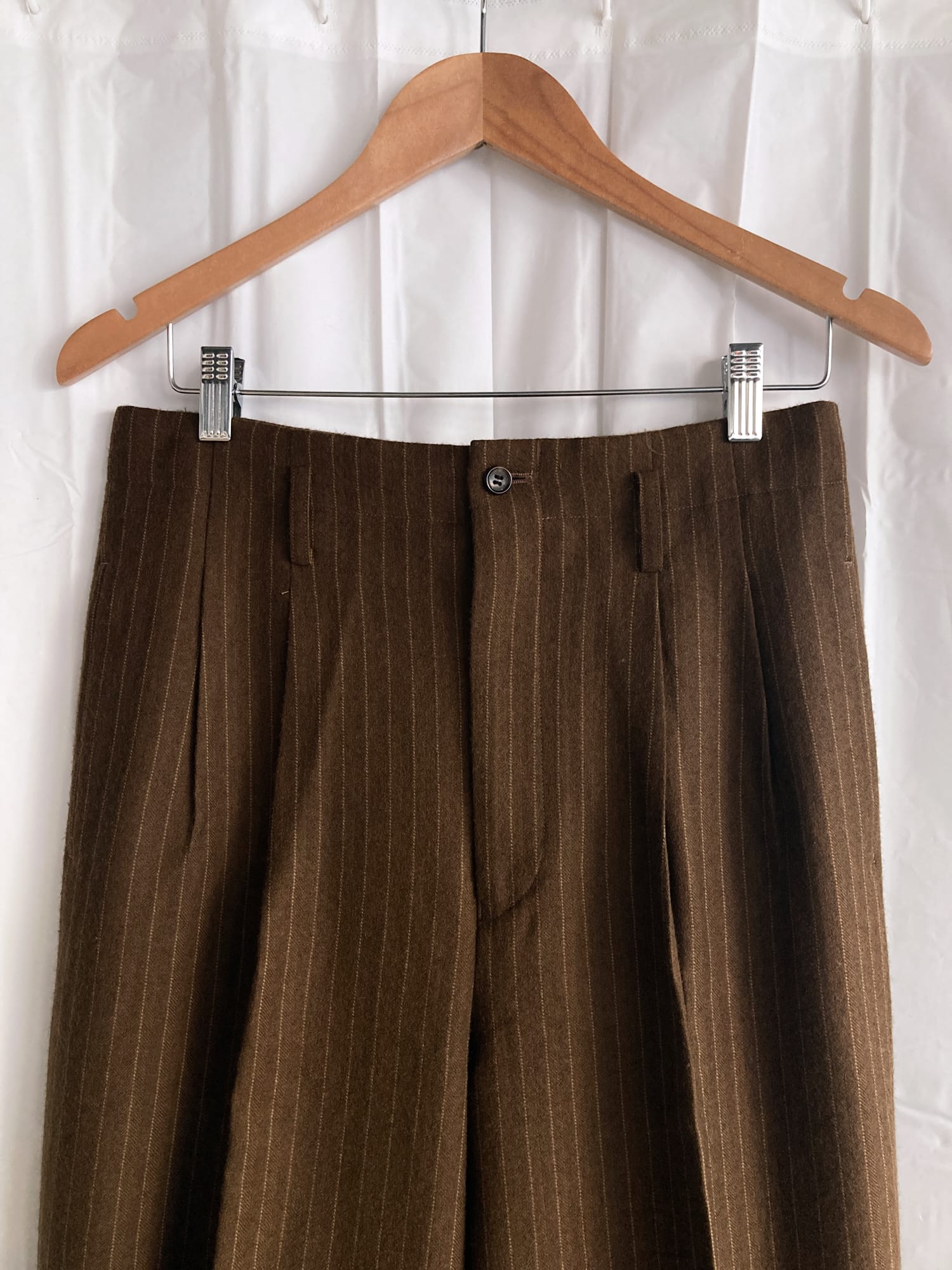 Tricot Comme des Garcons AW1995 brown striped wool wide leg trousers