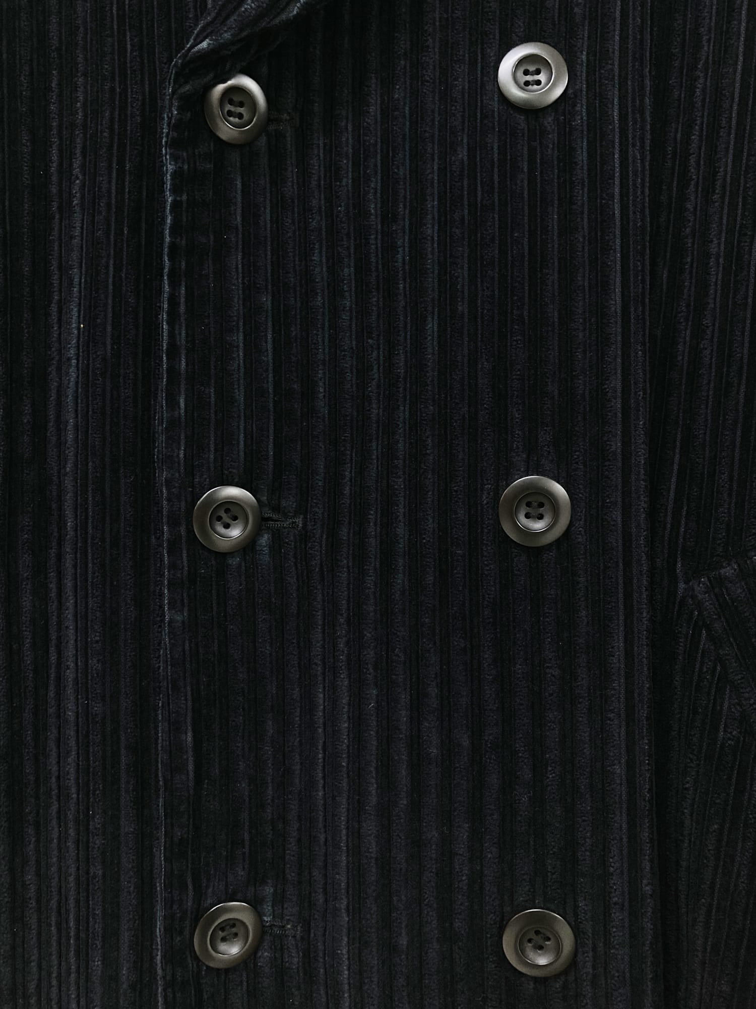 Pashu Shin Hosokawa 1980s black cotton corduroy double breasted coat - M