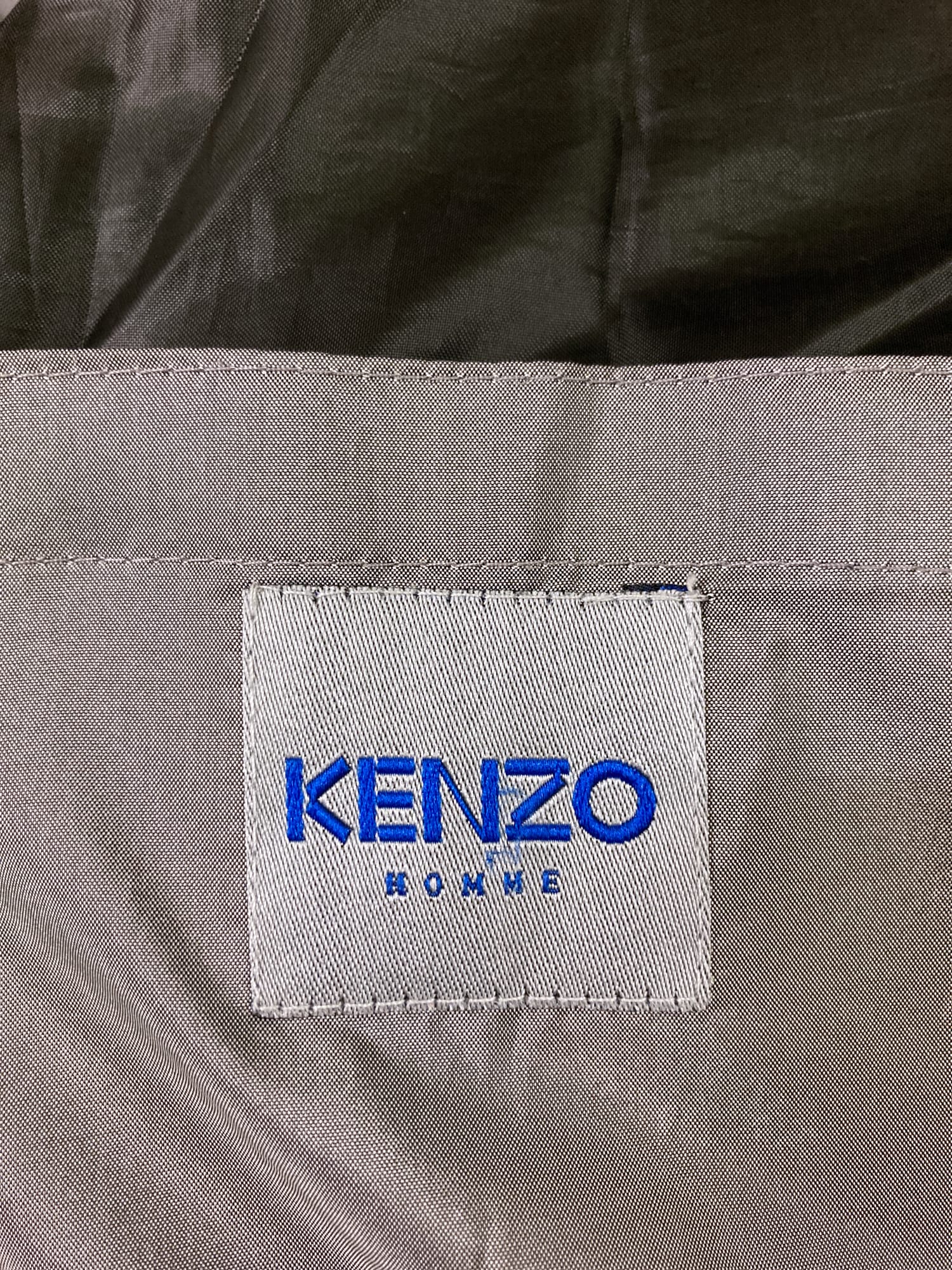 Kenzo Homme 1990s shiny silver hooded down puffer coat - size 3 L