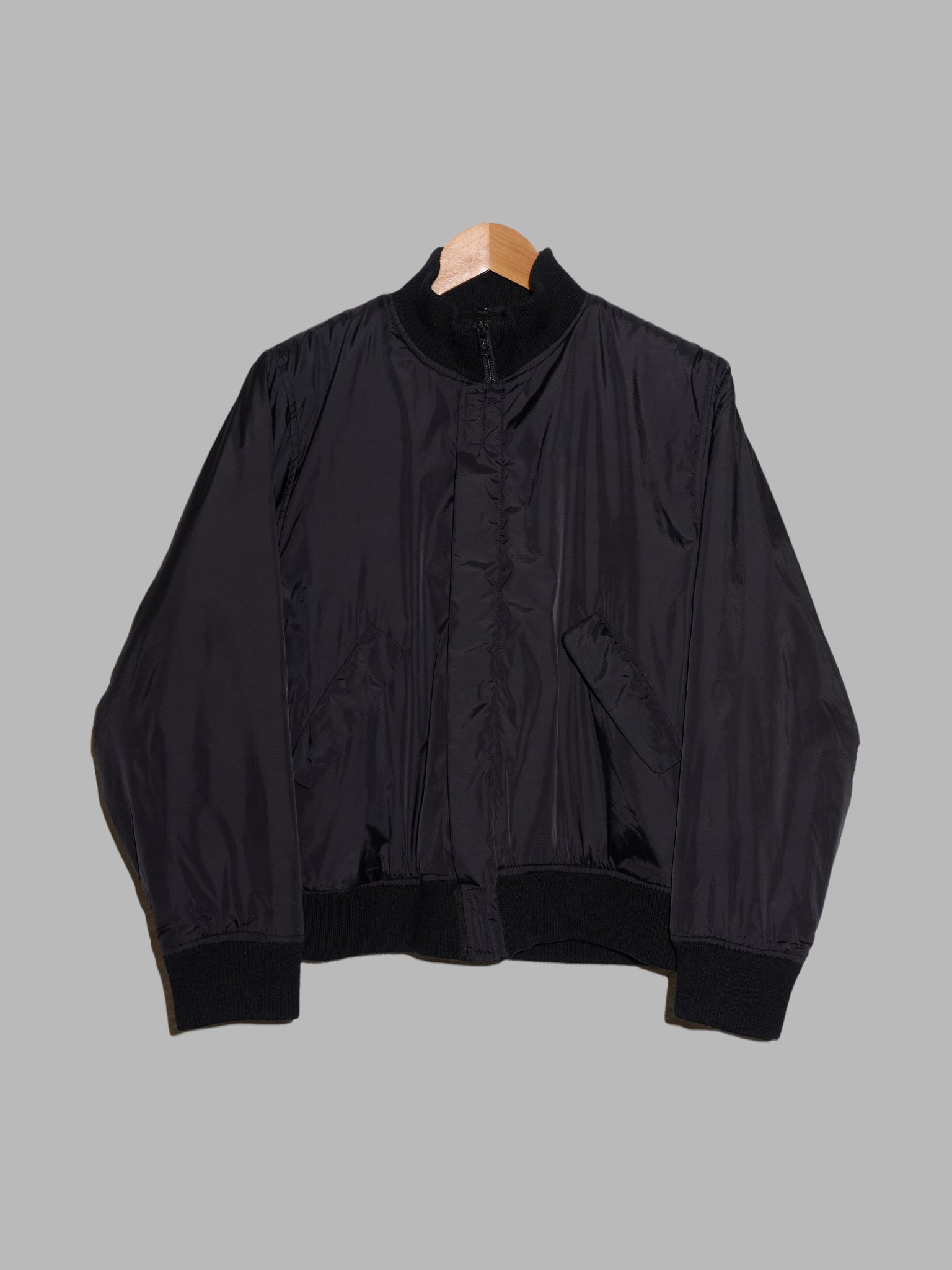 Yohji Yamamoto Y’s for living black nylon fleece lined bomber jacket