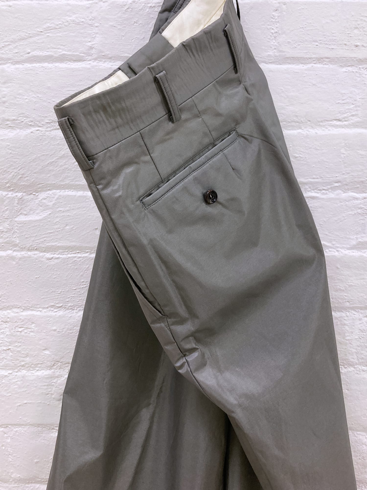 Comme des Garcons Homme 1996 silver pleated wide leg trousers - S