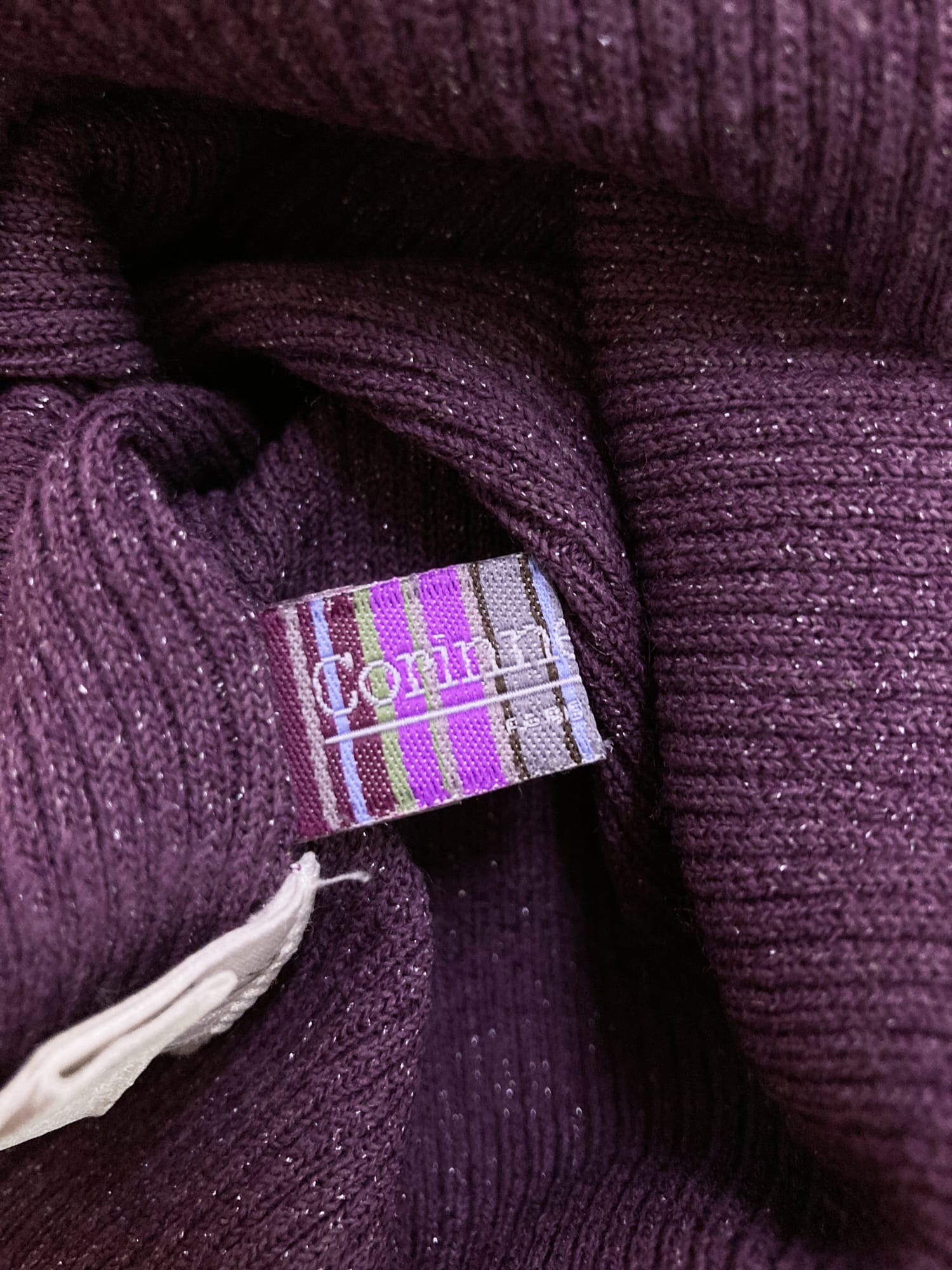 Corinne Sarrut sparkly purple rib knit turtleneck