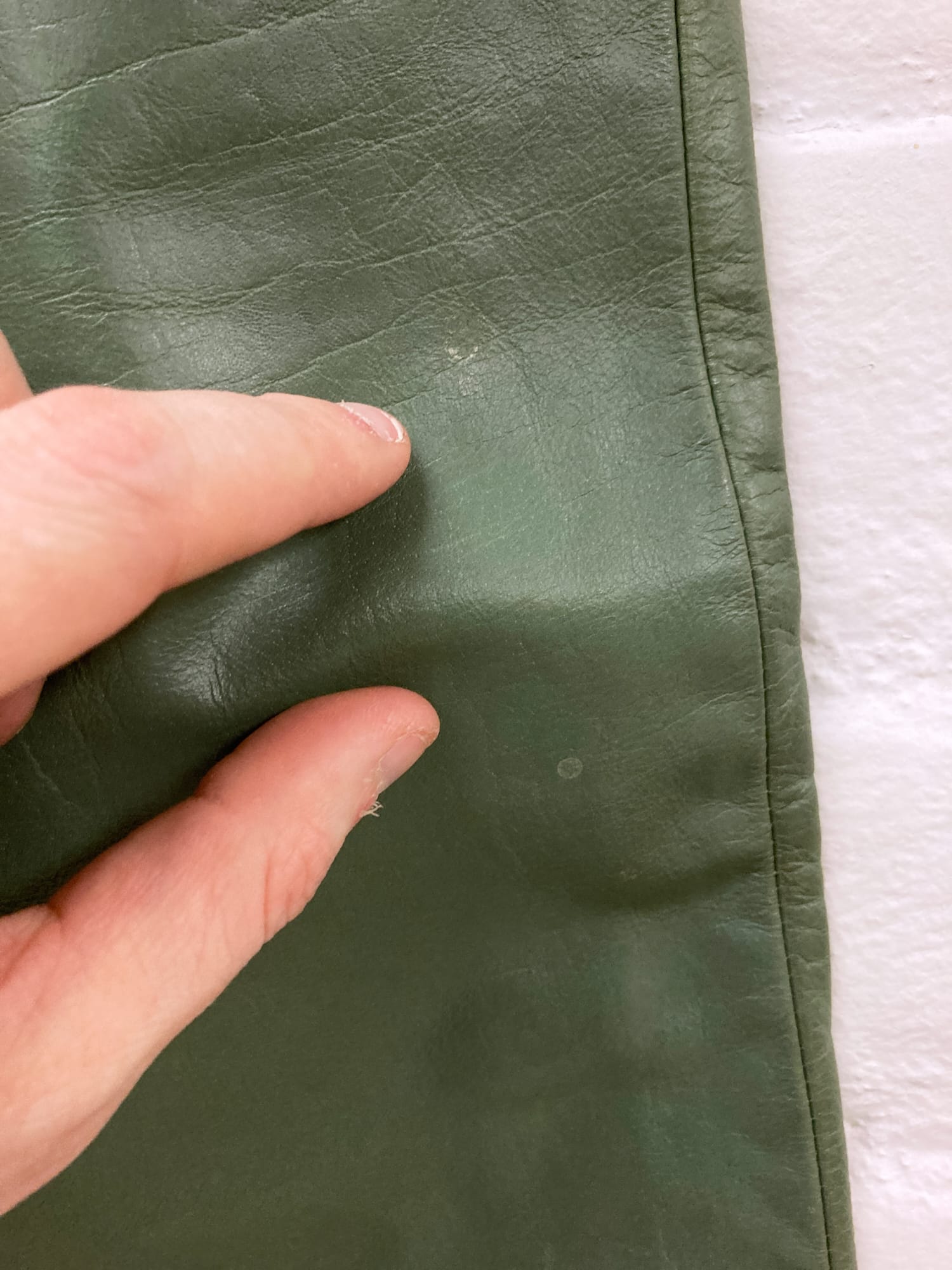 Katharine Hamnett London thick green cowhide leather pants - S XS M