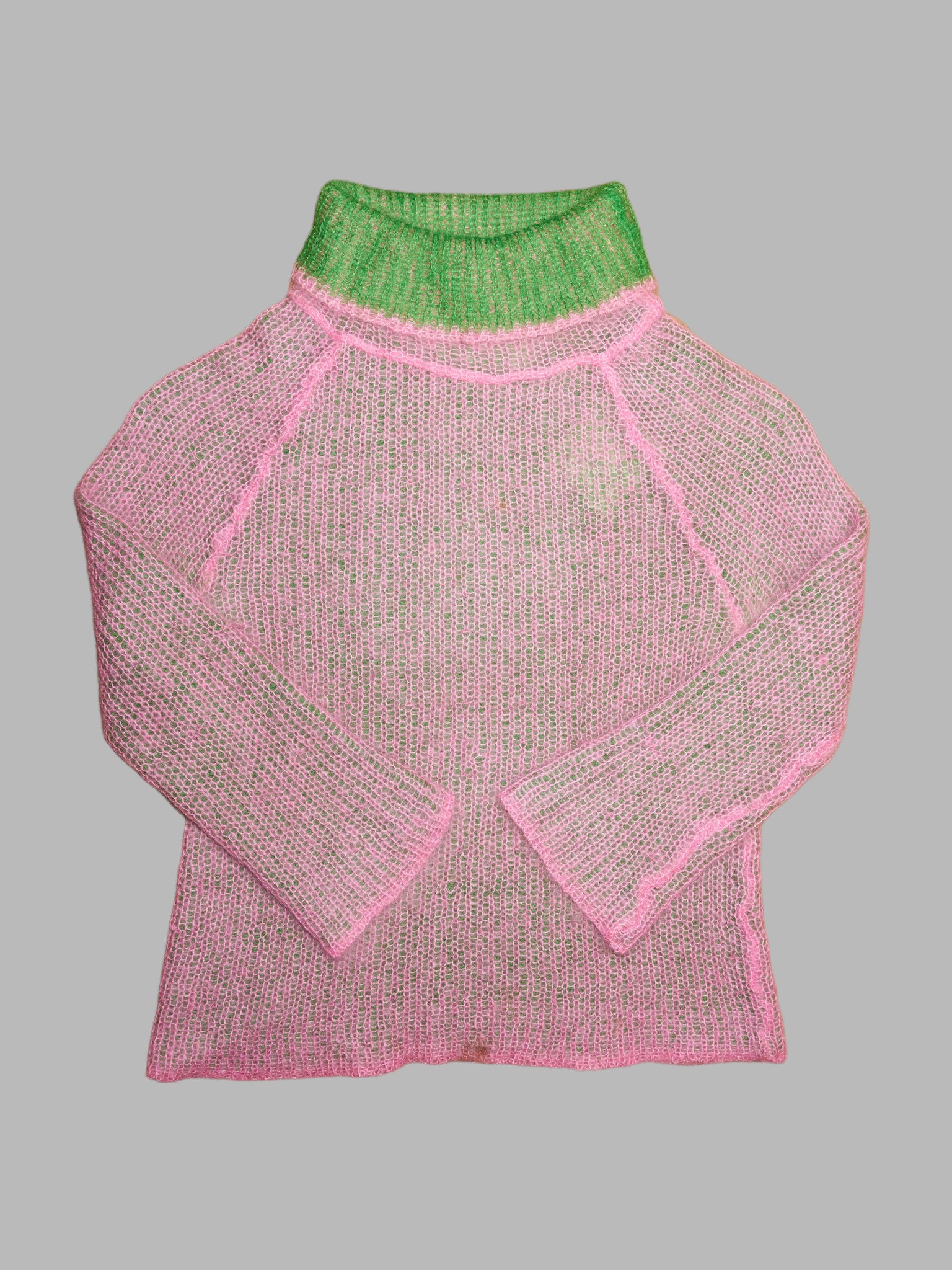 Junya Watanabe Comme des Garcons 1999 pink green reversible turtleneck - XS