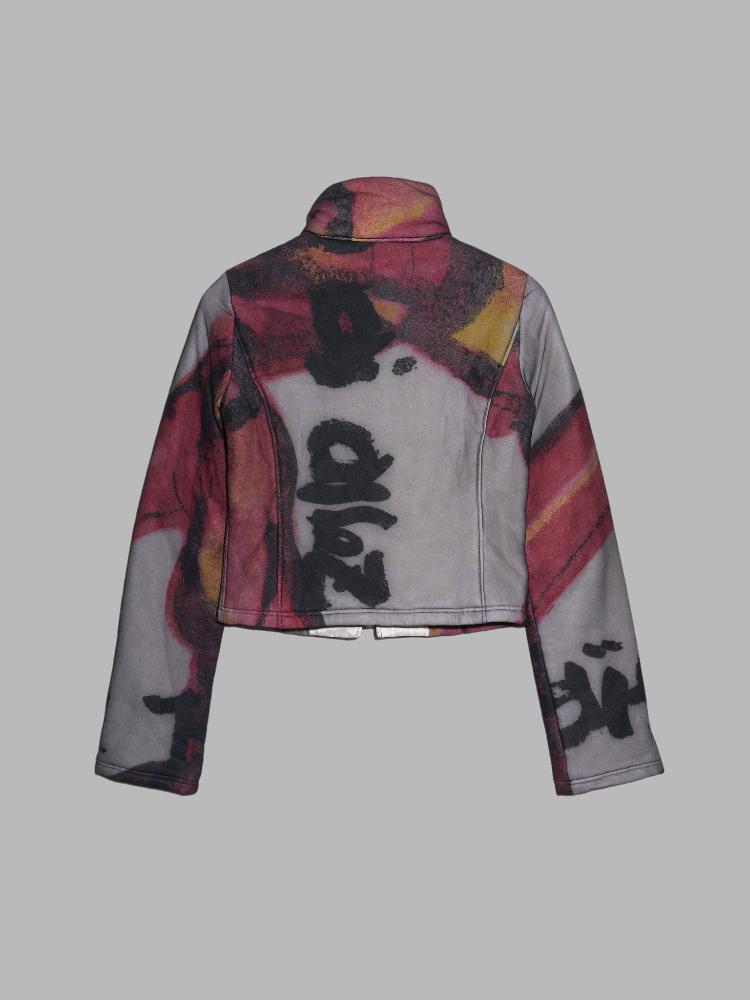 Y + contact by masafumi yoshikawa puffy multicolour ‘spray paint’ jacket sample