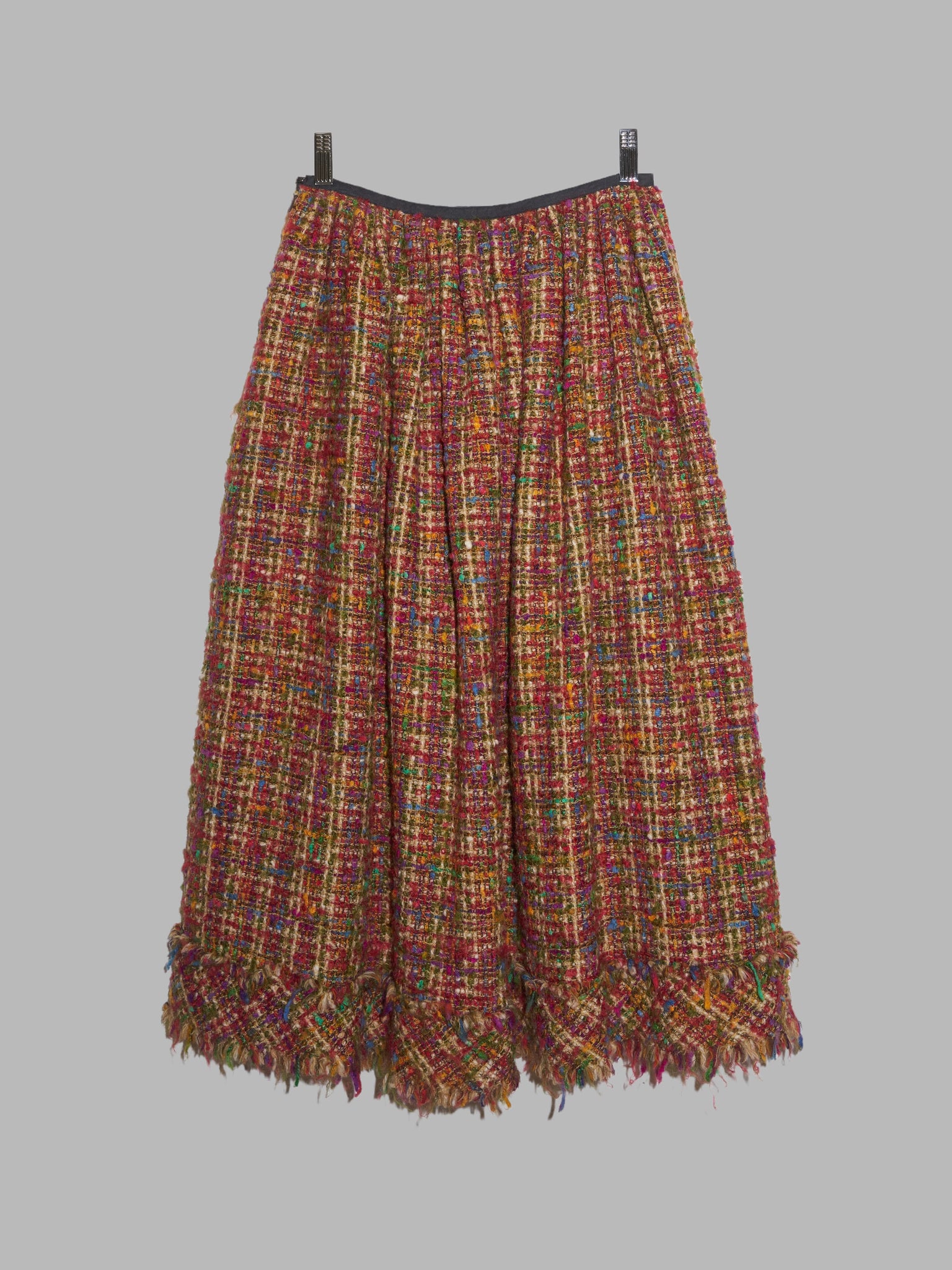 Junya Watanabe Comme des Garcons AW2000 multicolour wool boucle flared skirt S M