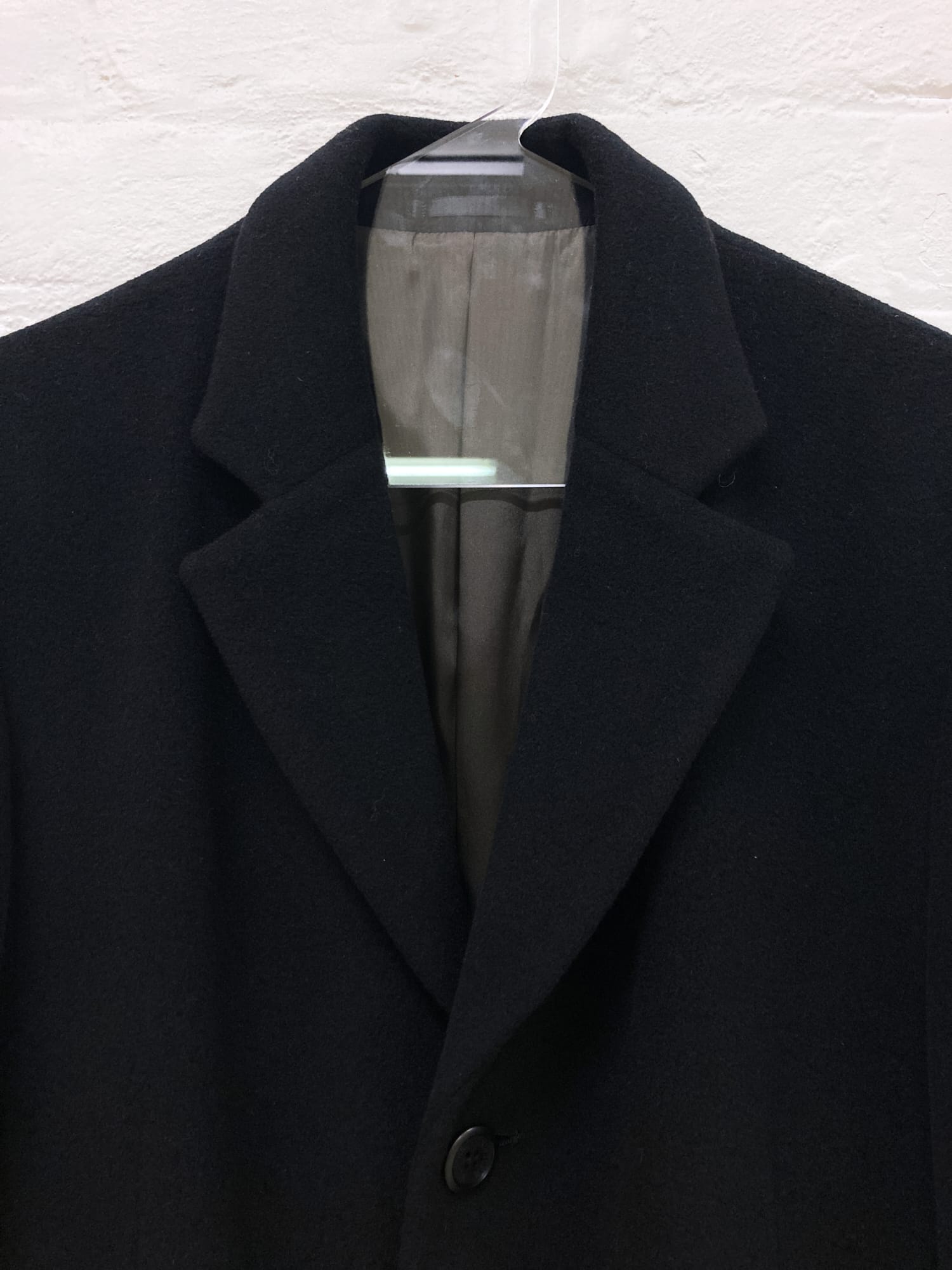 Moschino Normal But Formal 1990s black wool melton four button overcoat - L M