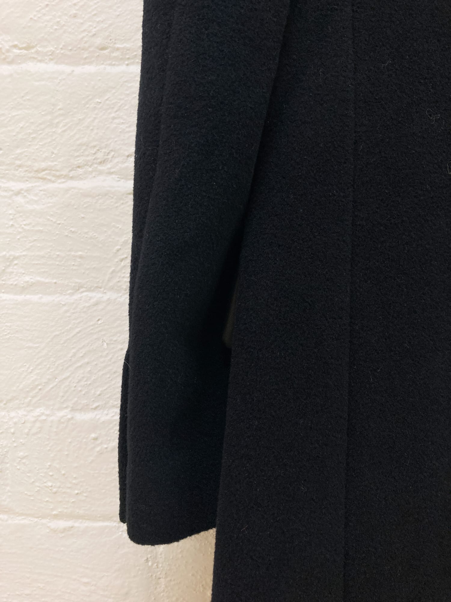 Moschino Normal But Formal 1990s black wool melton four button overcoat - L M
