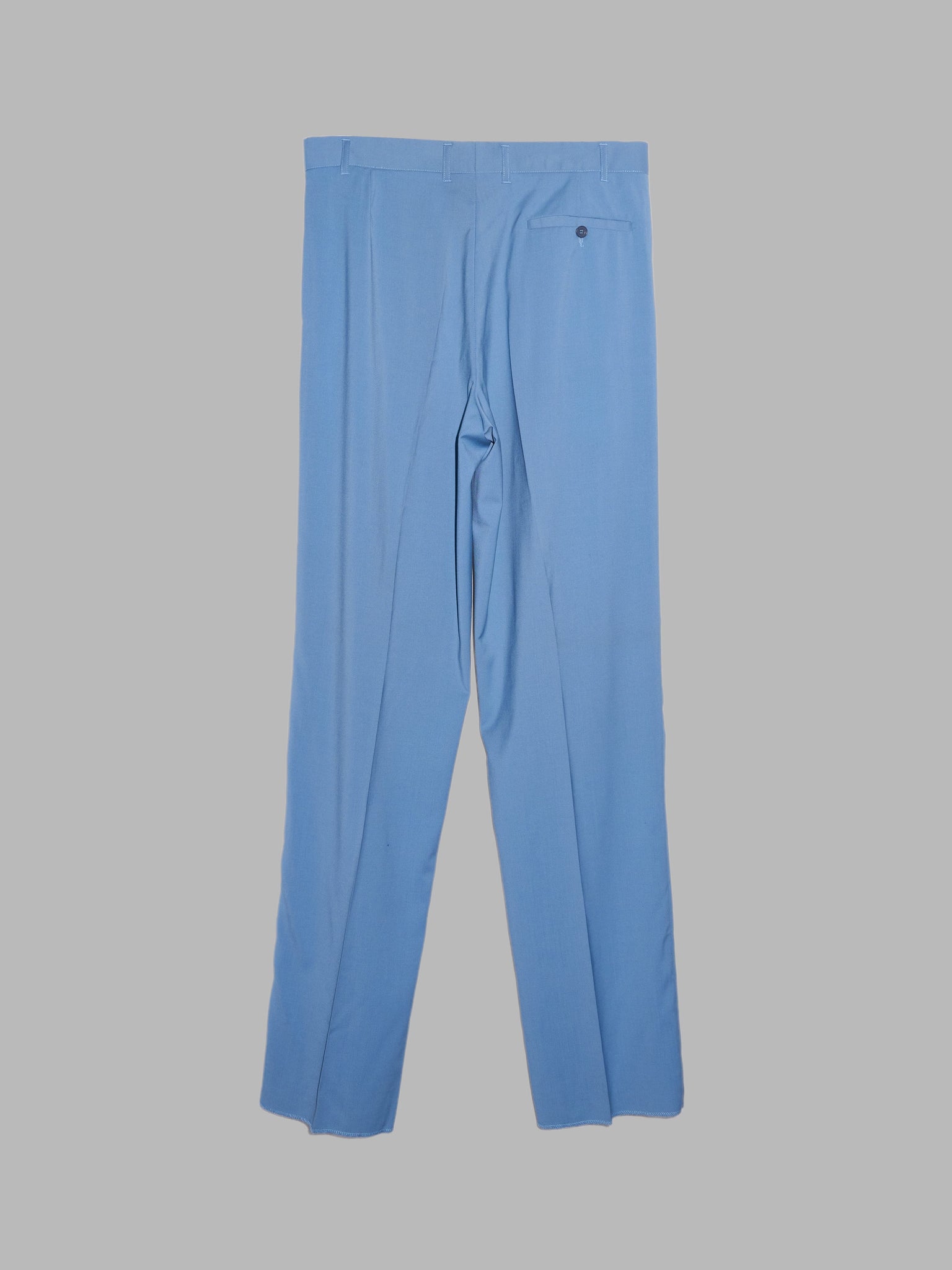 Byblos 1990s blue wool pleated trousers - size 52 new deadstock unhemmed