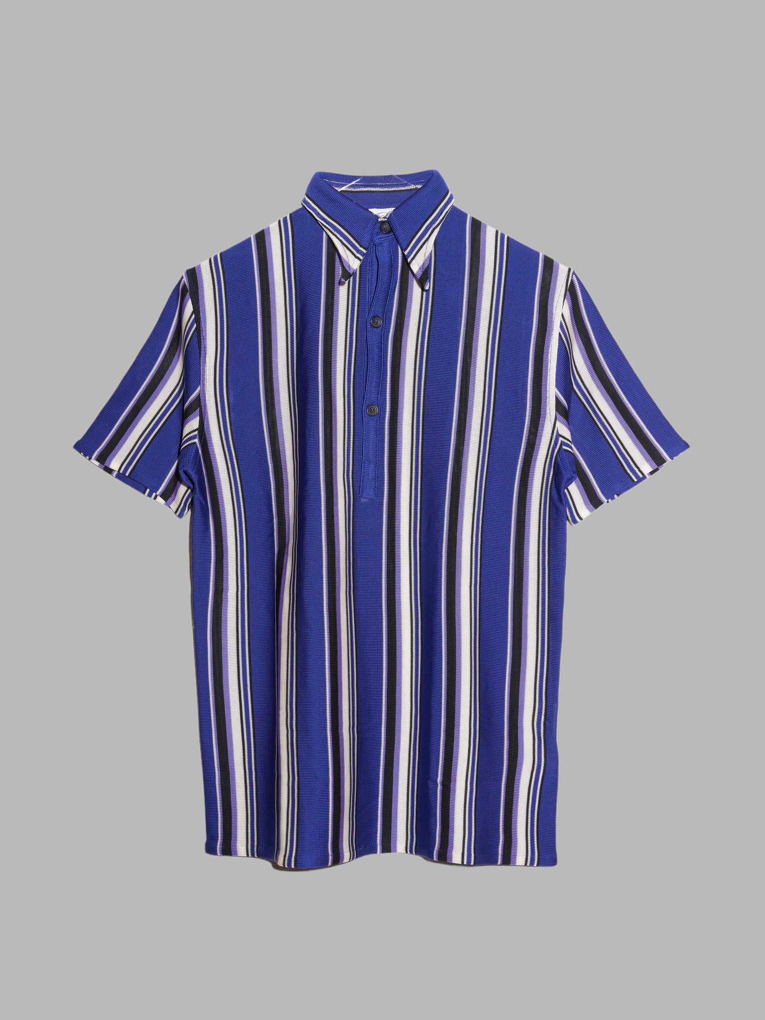 Mistake ? By Ozwald Boateng 1990s purple white striped nylon polo shirt - size 38