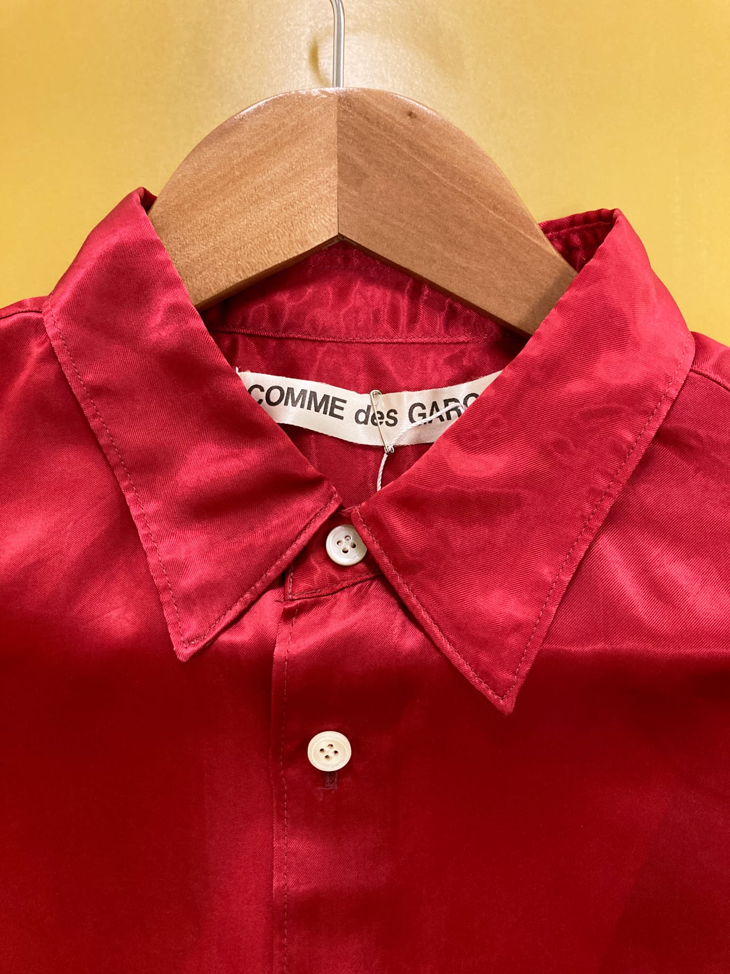 COMME des GARCONS◆シャツ/S/ポリエステル/RED/総柄/RG-B031// COMME des GARCONS◇シャツ/S/ポリエステル/RED/総柄/RG-B031