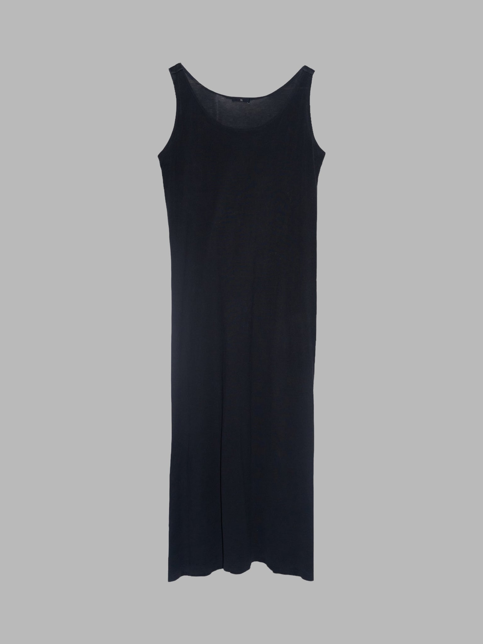 Y's Yohji Yamamoto black cotton jersey sleeveless maxi dress