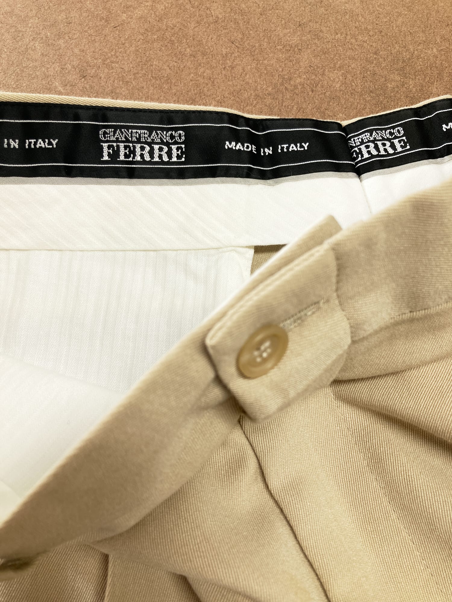 Gianfranco Ferre beige wool blend pleated trousers - size 48